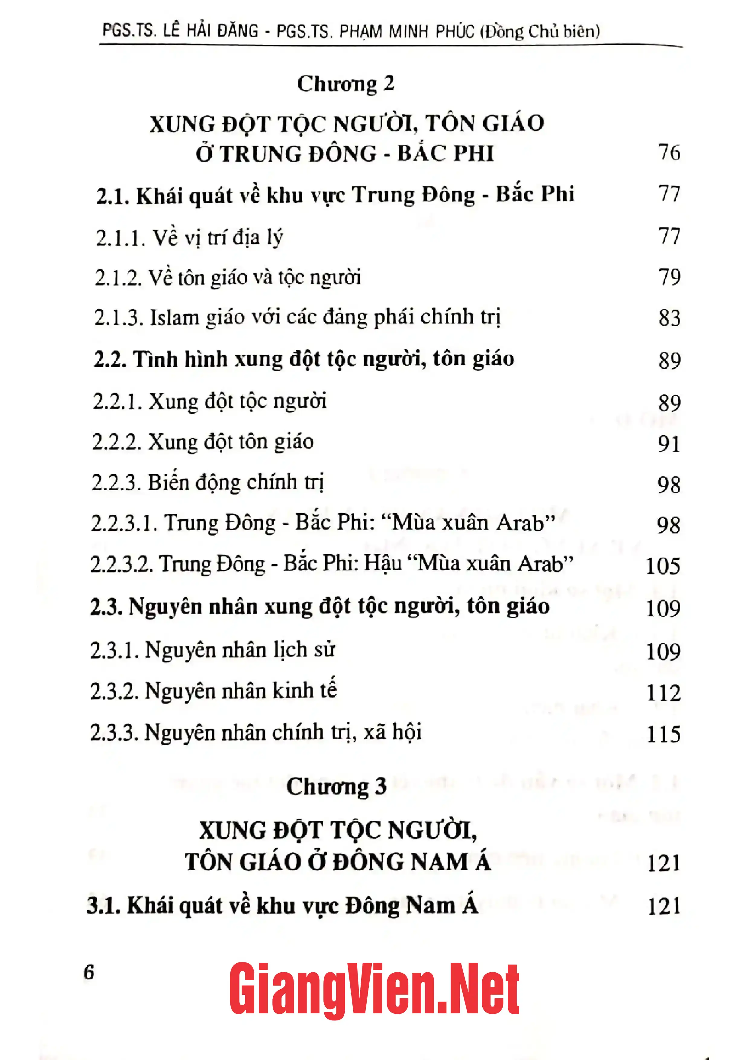Mục lục chi tiết trang 1 sách Xung đột tộc người, tôn giáo ở một số quốc gia trong những năm gần đây