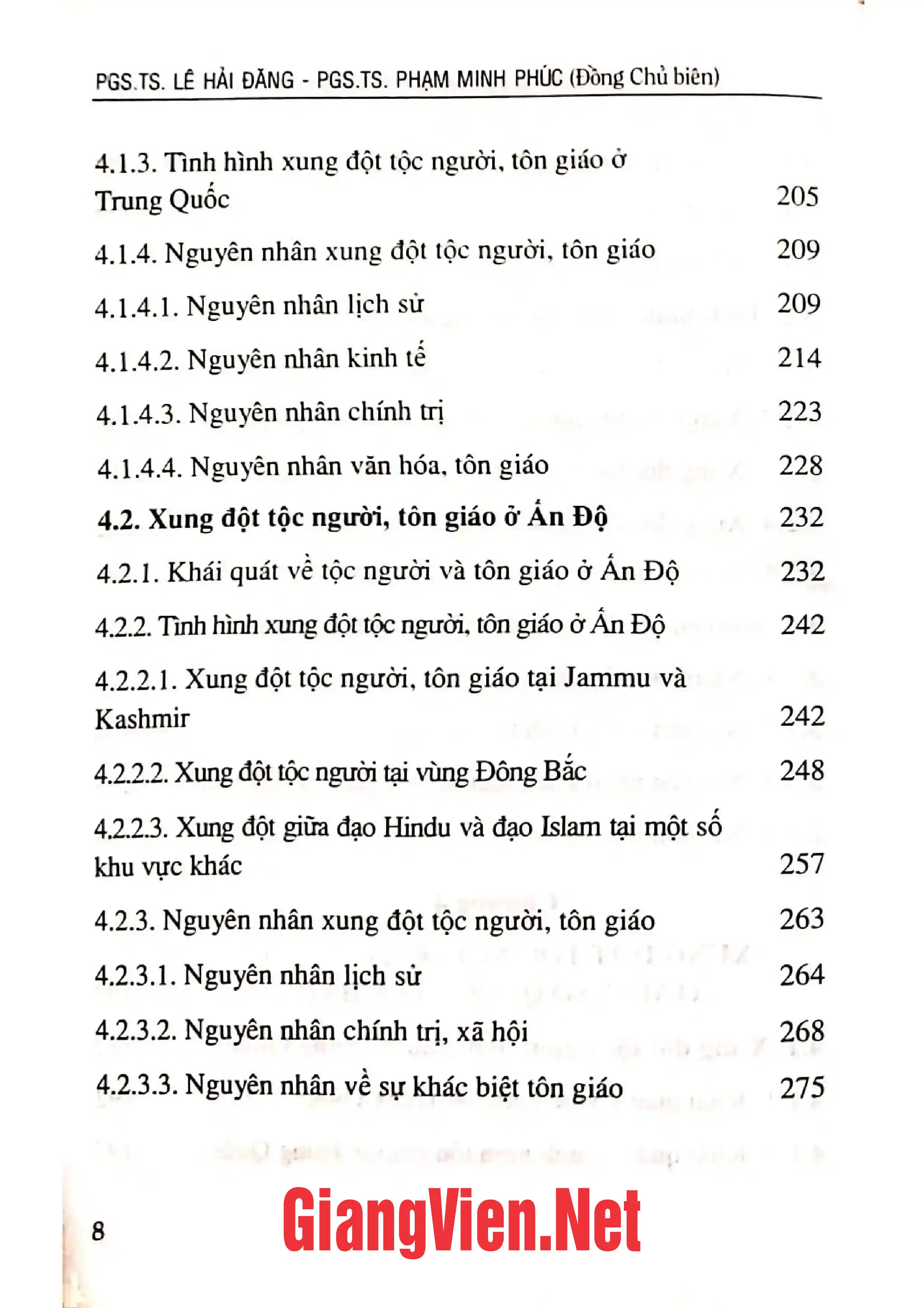 Mục lục chi tiết trang 3 sách Xung đột tộc người, tôn giáo ở một số quốc gia trong những năm gần đây