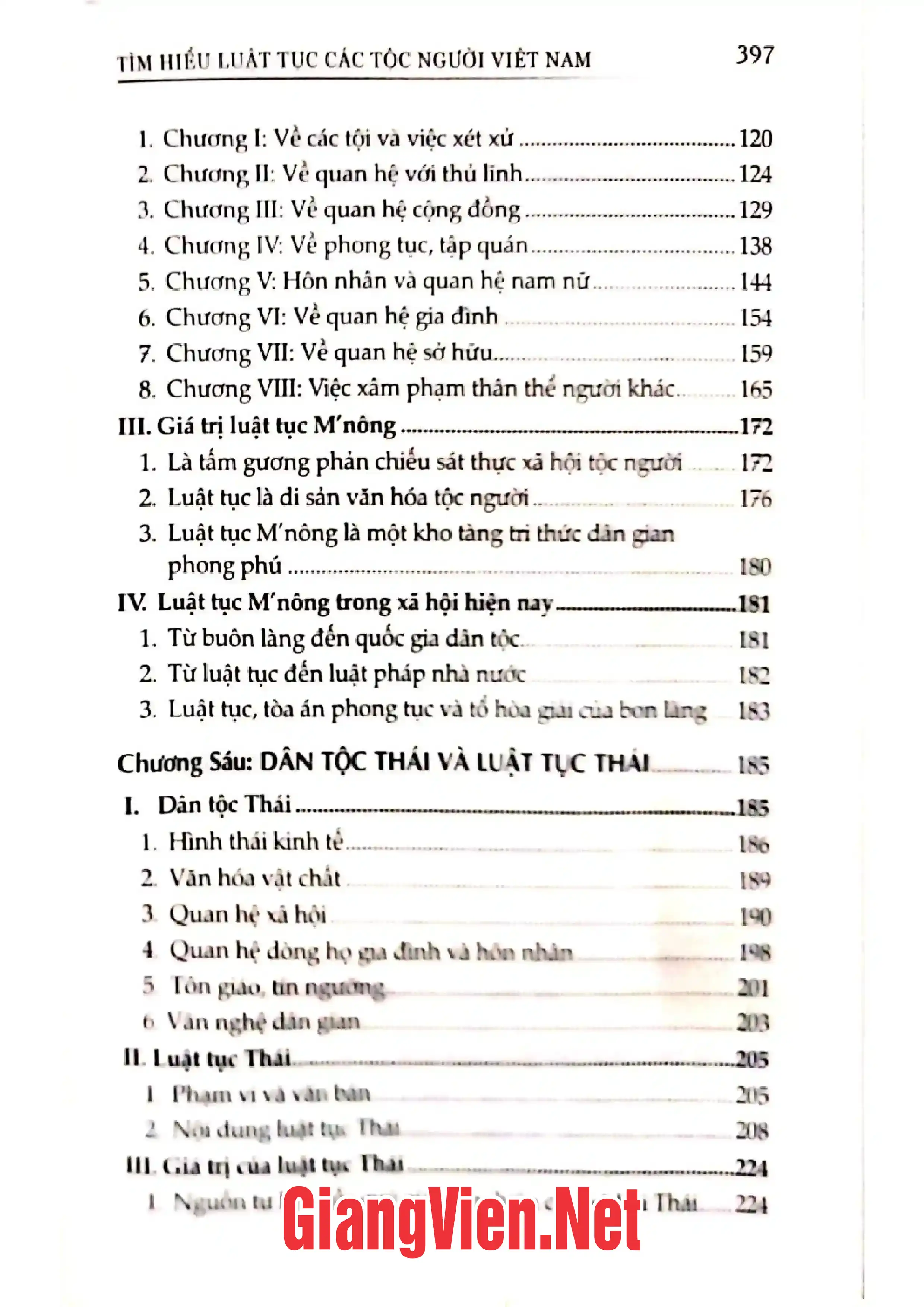 Mục lục chi tiết trang 2 sách Tìm hiểu luật tục các tộc người Việt Nam