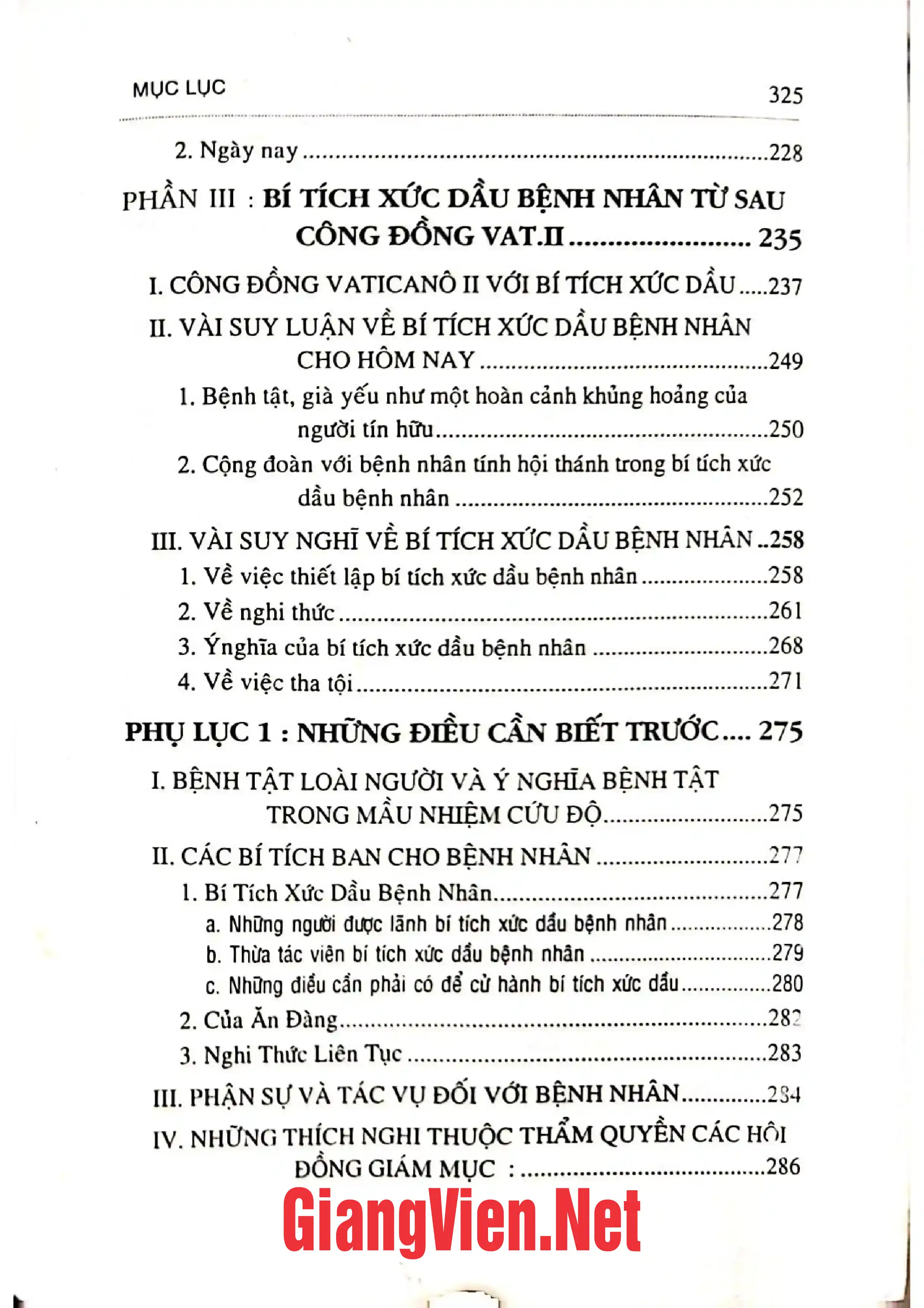 Mục lục chi tiết trang 3 sách Bí tích học - Tập V - Bí tích Xức dầu