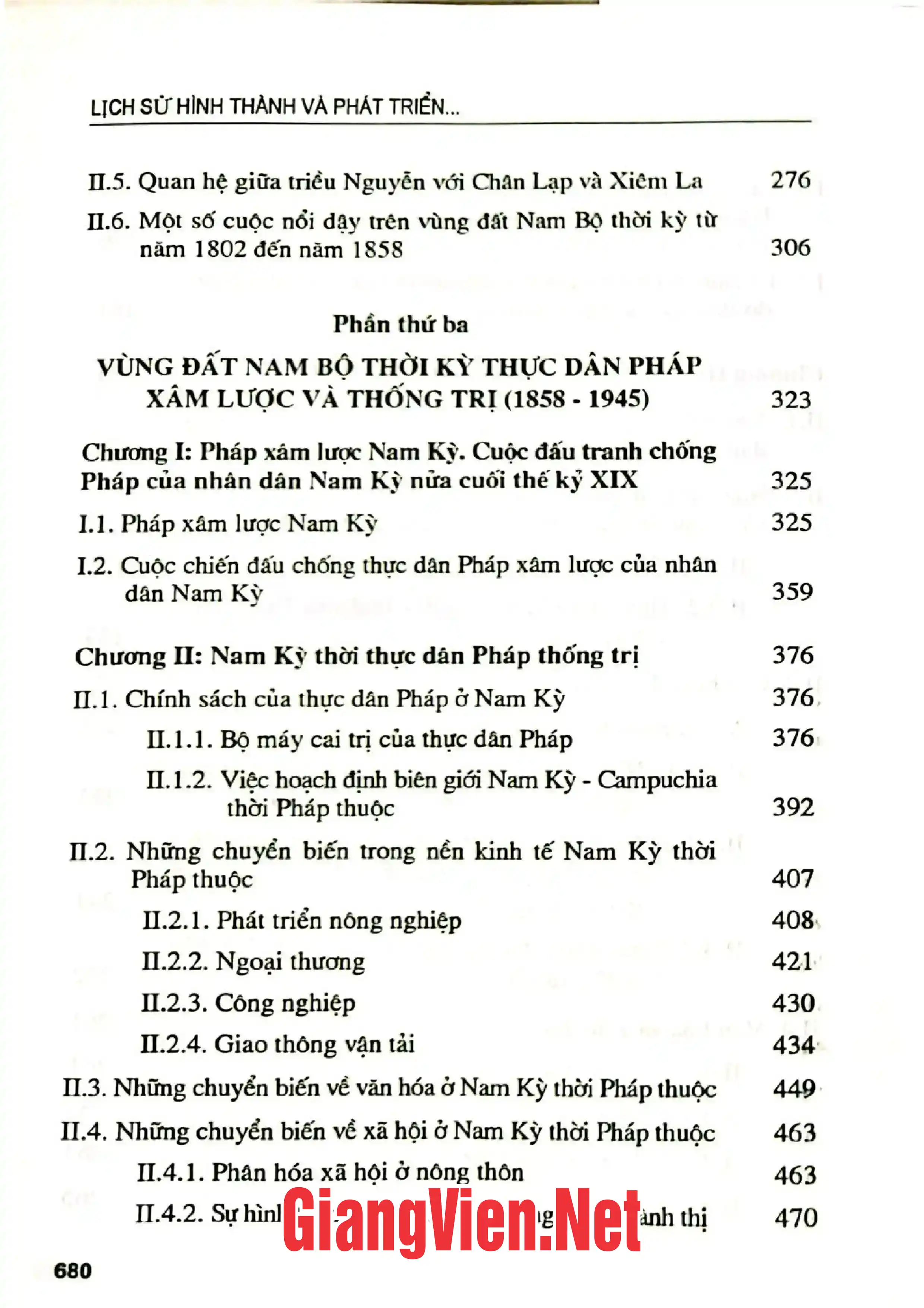 Mục lục chi tiết trang 3 sách Lịch sử hình thành và phát triển vùng đất Nam Bộ Từ khởi thủy đến năm 1945