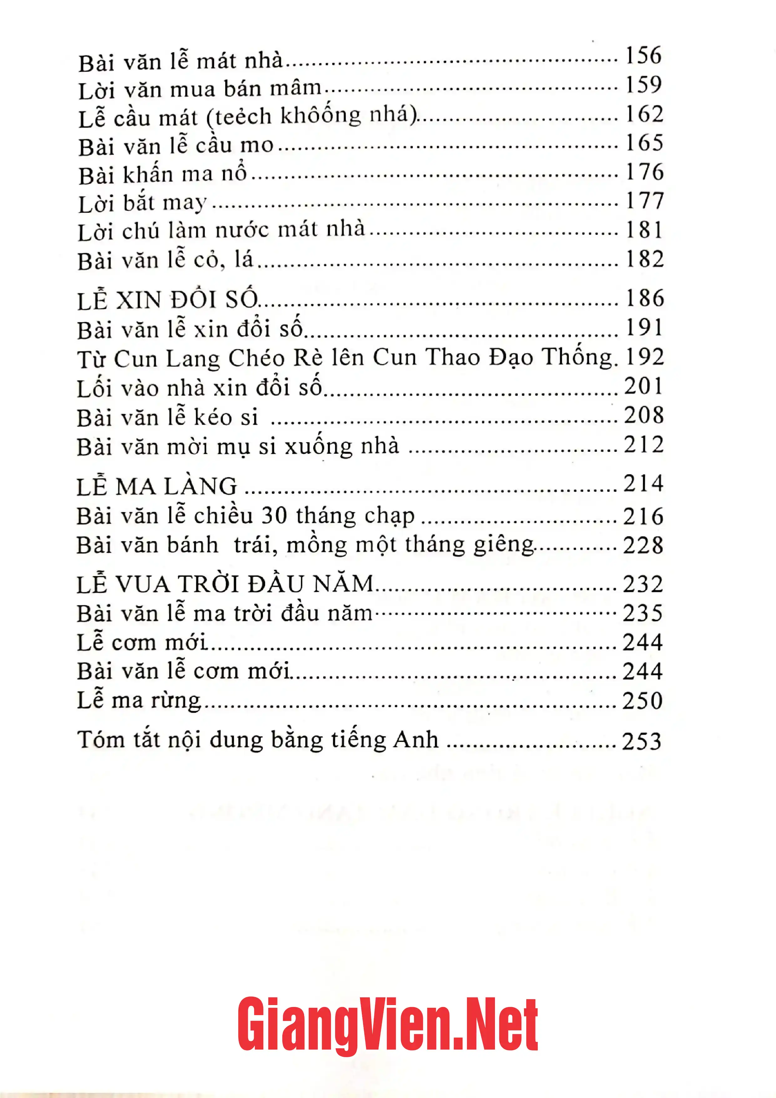 Mục lục chi tiết trang 1 sách Tư liệu tín ngưỡng dân gian Mường Thanh Hóa Tập 1 - Lễ Ma