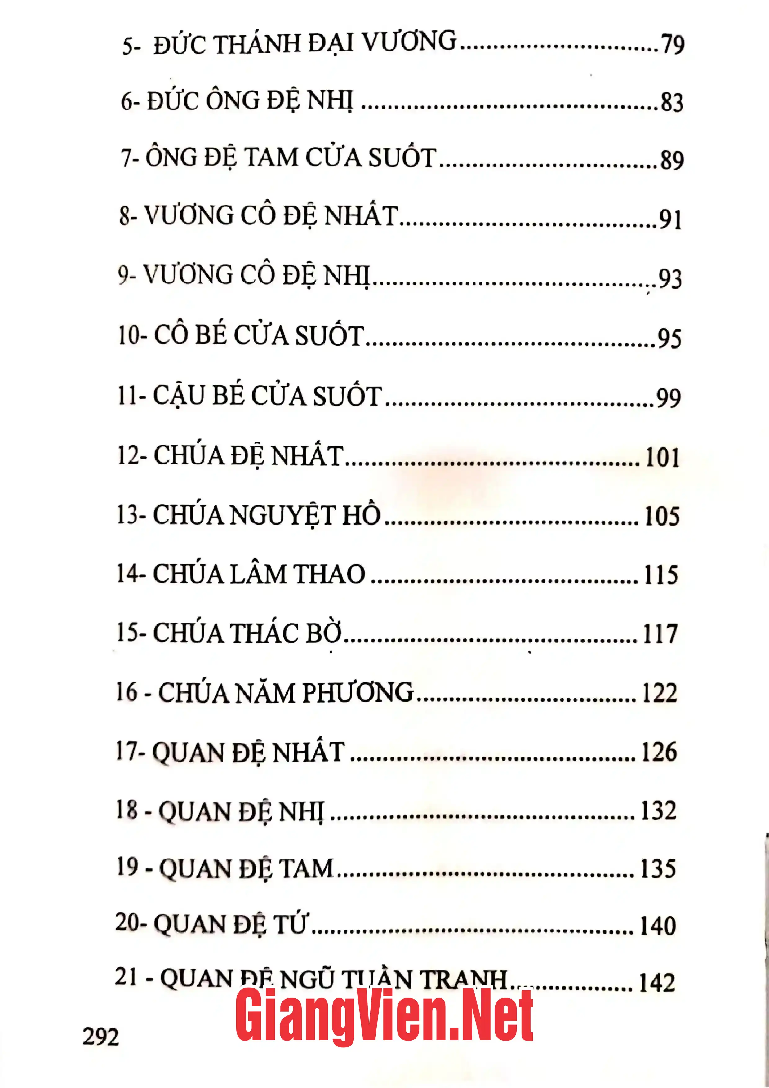 Mục lục chi tiết trang 1 sách Những làn điệu hát Chầu văn thông dụng và các bản văn hầu bóng
