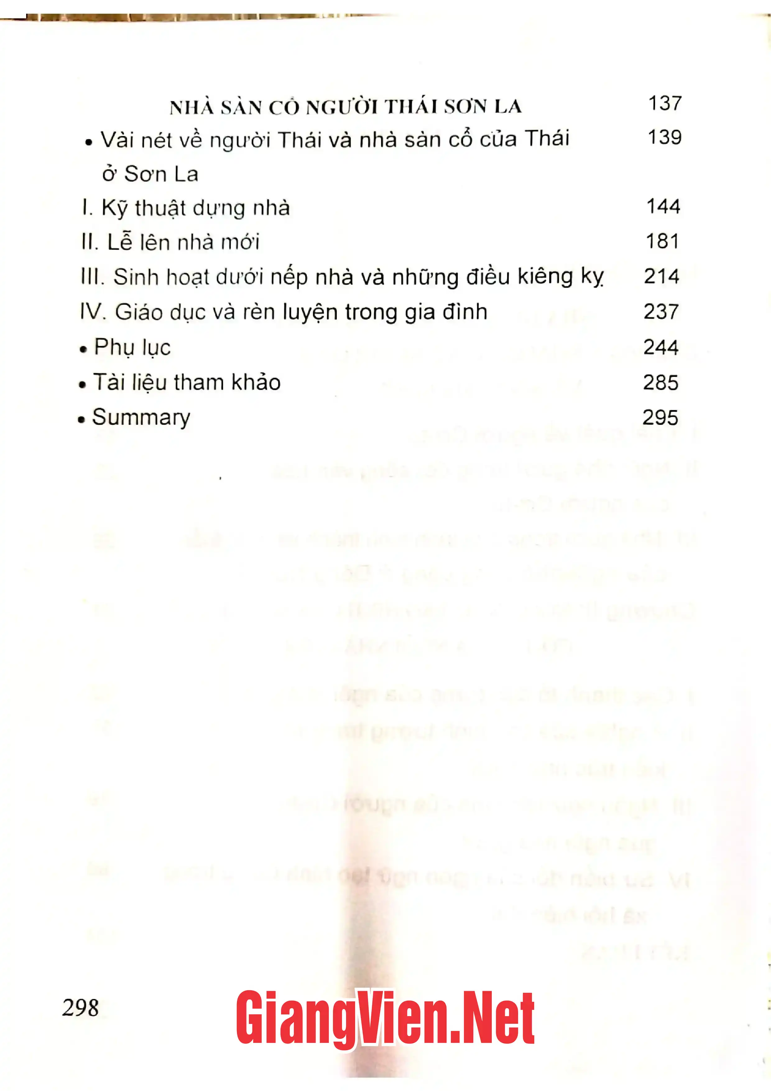 Mục lục chi tiết trang 1 sách Nhà cổ truyền của người Cơ-Tu và người Thái