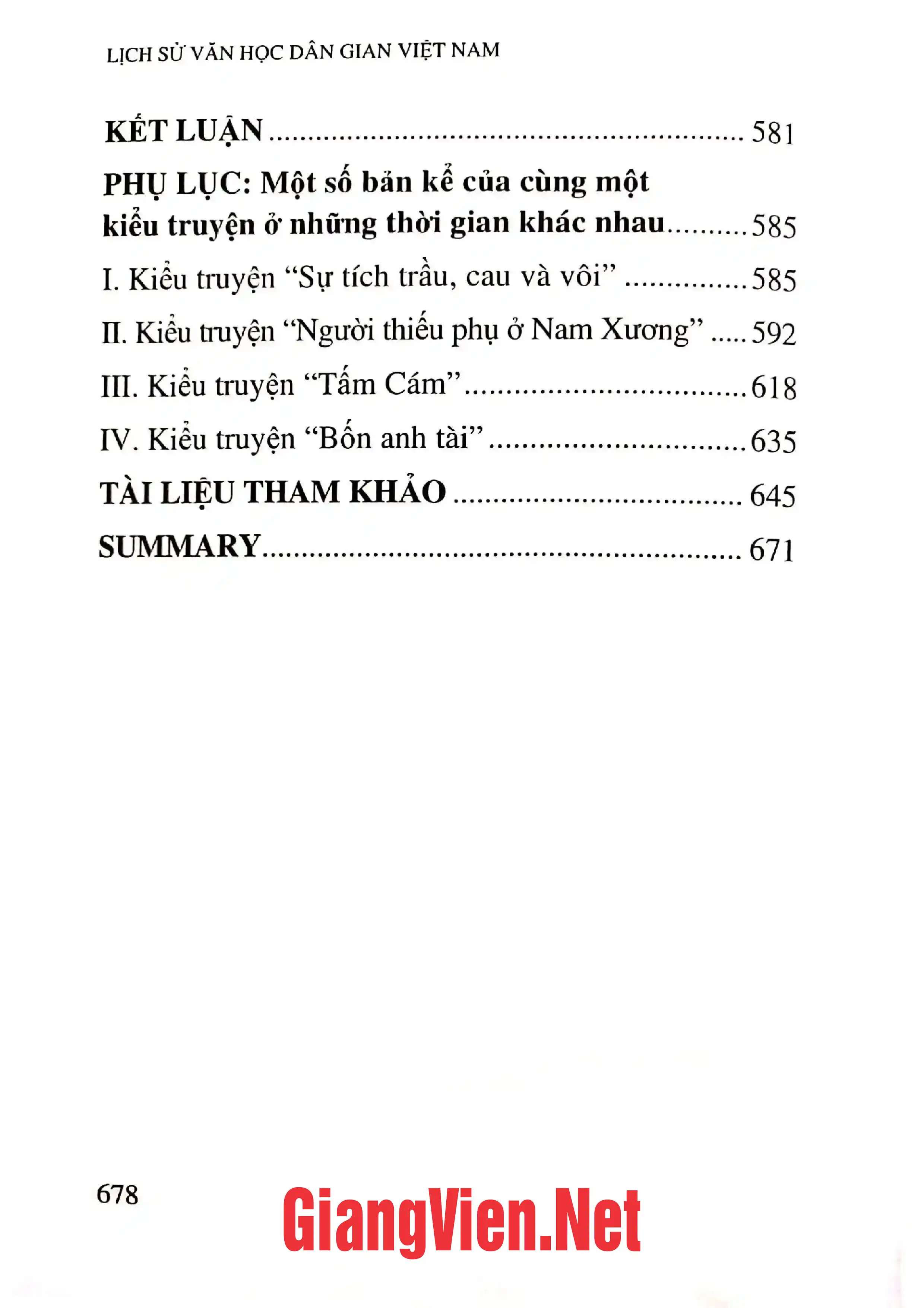 Nội dung mục lục và hình ảnh sách Lịch sử văn học dân gian Việt Nam - Trang 5