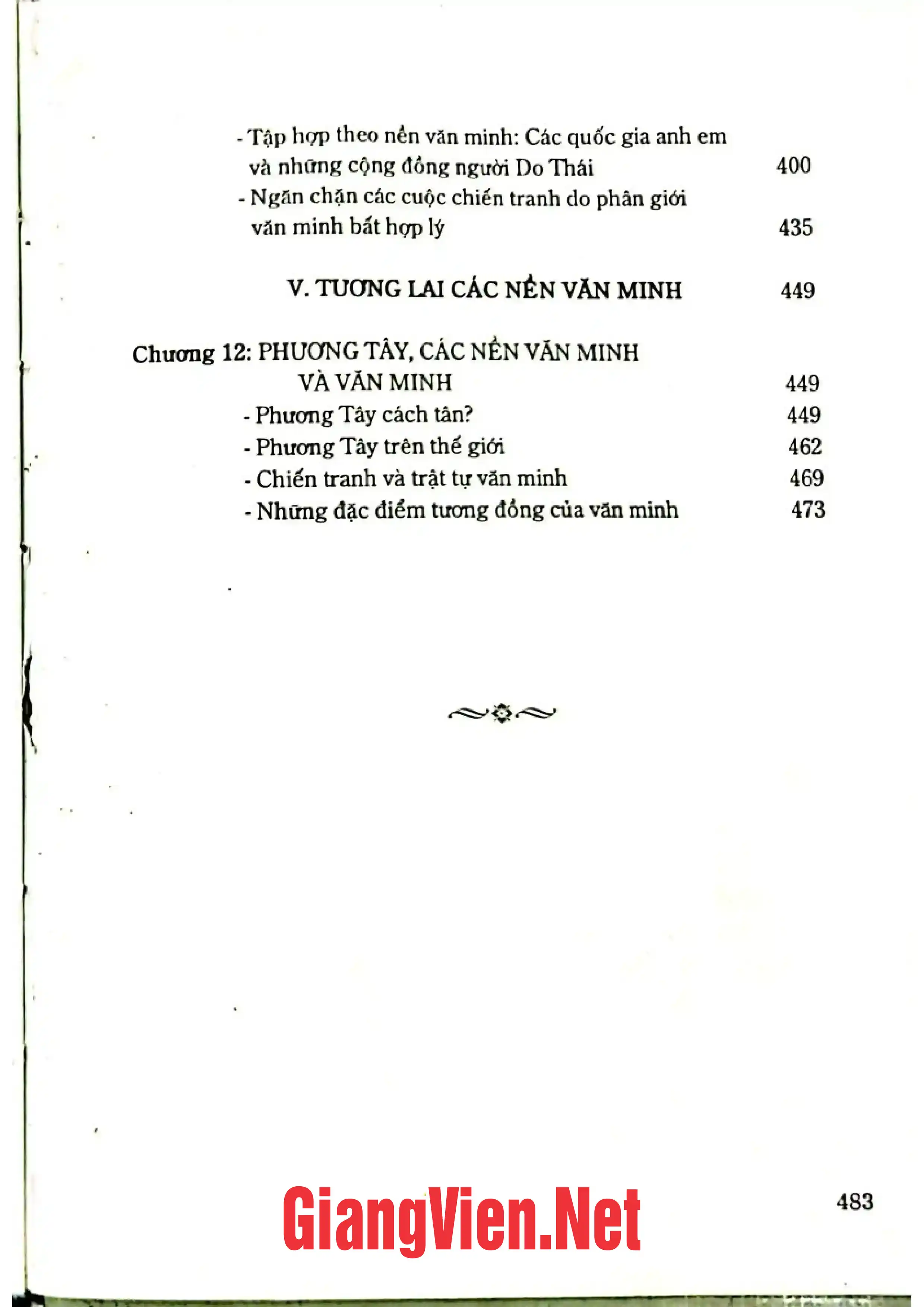 Mục lục chi tiết trang 3 sách Sự va chạm của các nền văn minh
