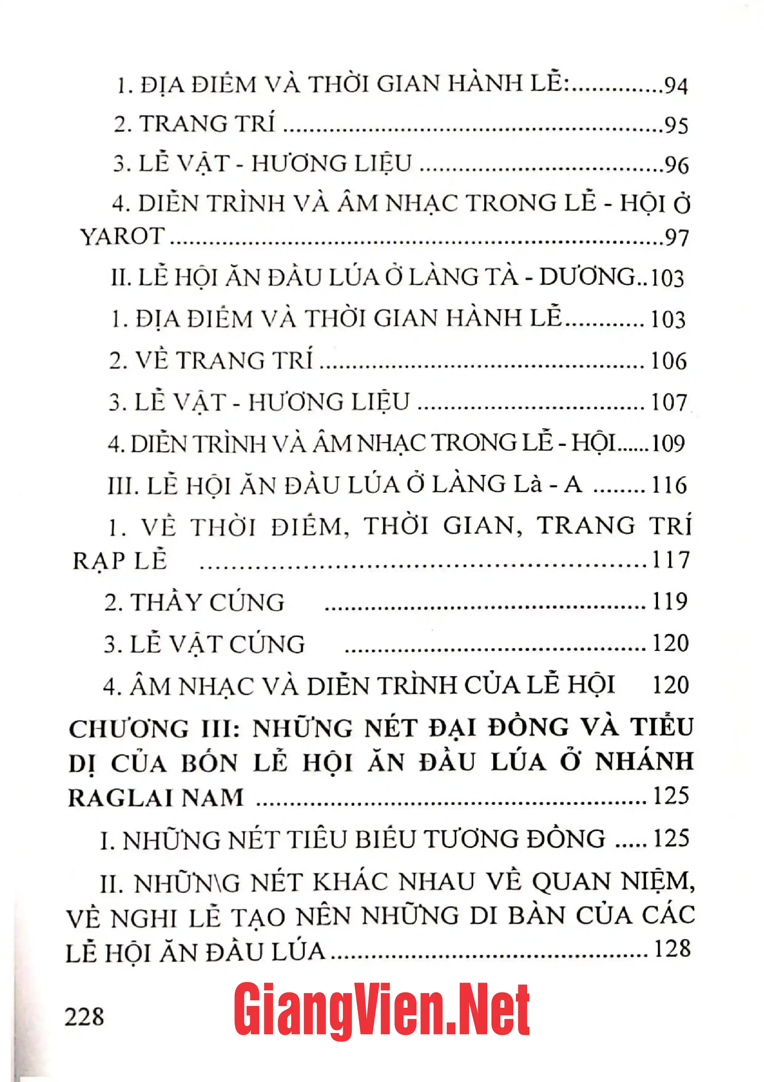 Mục lục chi tiết trang 1 sách Hai dị bản lễ hội truyền thống cổ kính - độc đáo BBâk Akoq Padai - Budhi Atâu ở hai nhánh Raglai Nam và Bắc tỉnh Ninh Thuận