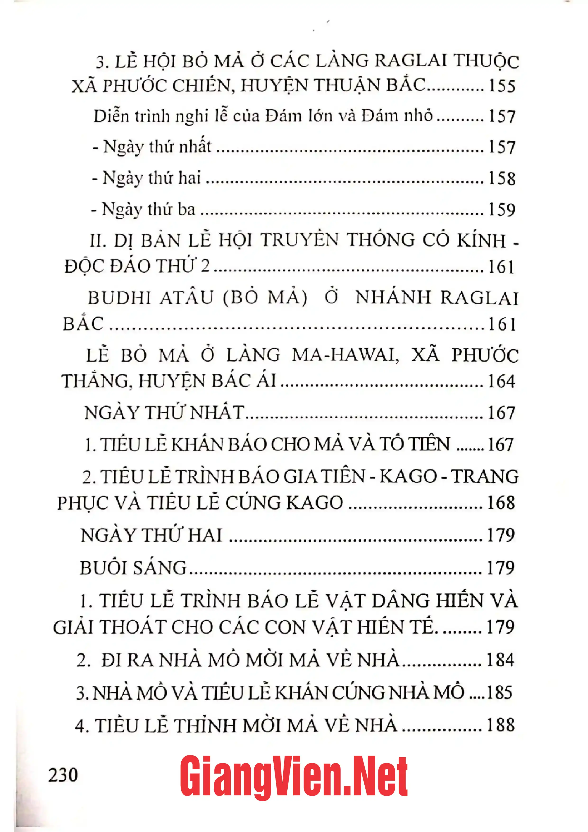 Mục lục chi tiết trang 3 sách Hai dị bản lễ hội truyền thống cổ kính - độc đáo BBâk Akoq Padai - Budhi Atâu ở hai nhánh Raglai Nam và Bắc tỉnh Ninh Thuận