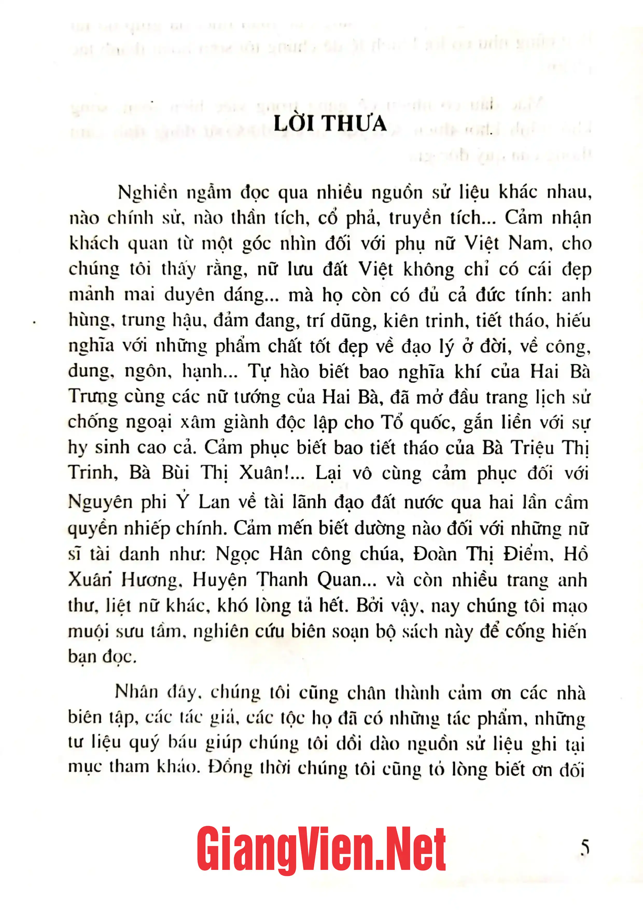 Nội dung trang phụ bản giới thiệu sách Nữ lưu đất Việt, từ Cổ đại đến Cận đại