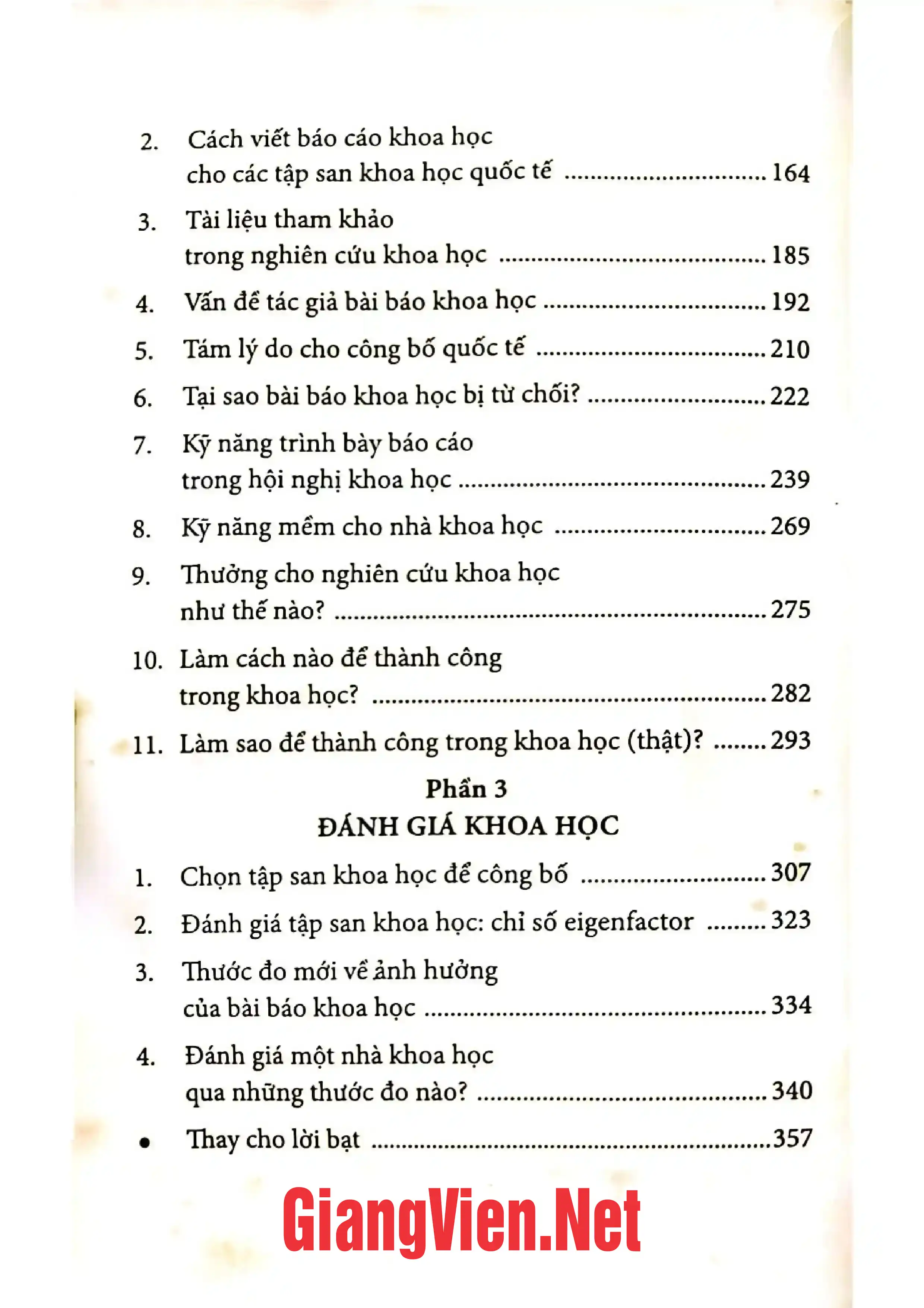 Mục lục chi tiết trang 1 sách Đi vào nghiên cứu khoa học