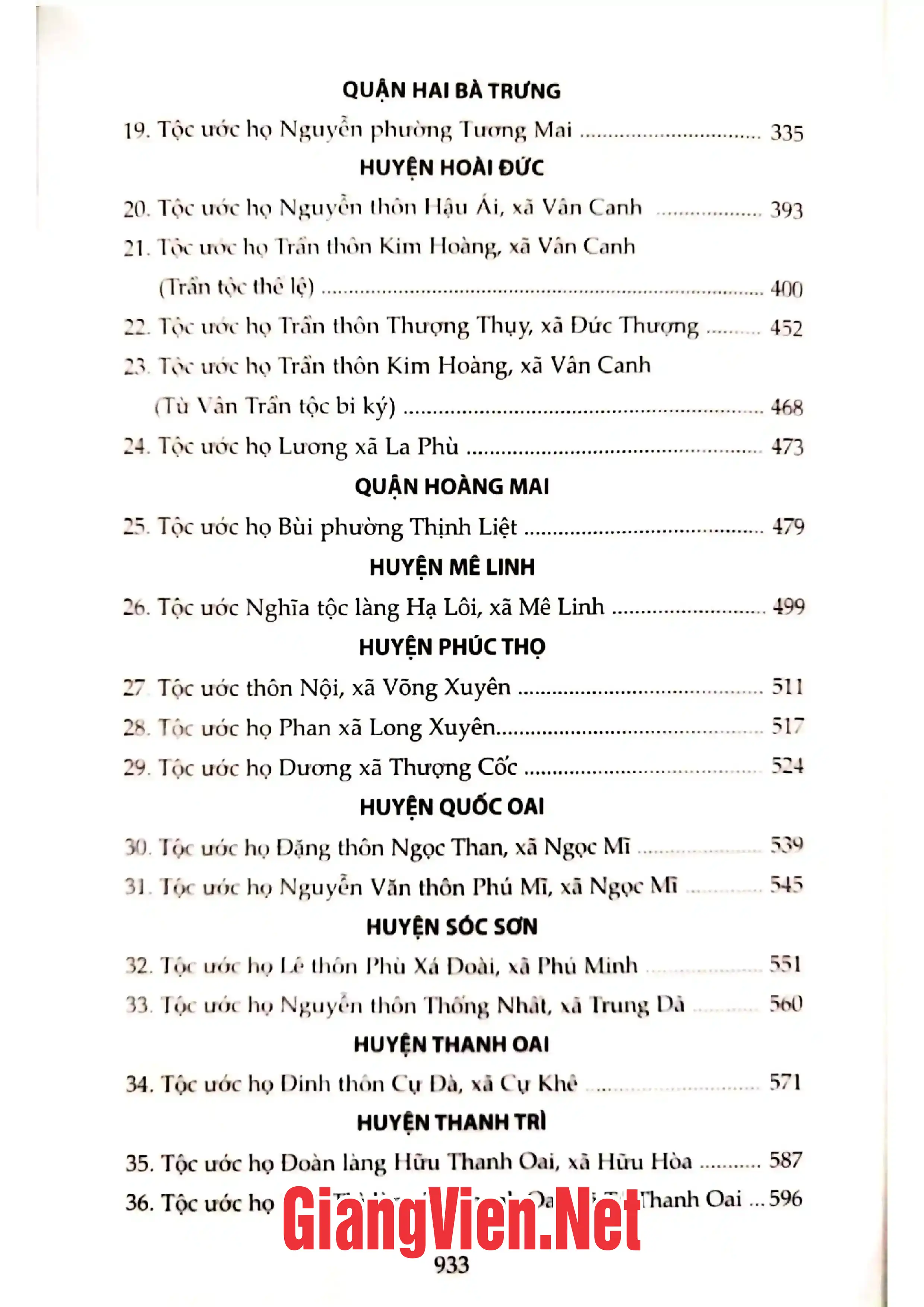 Mục lục chi tiết trang 2 sách Tư liệu văn hiến Thăng Long - Hà Nội, tuyển tập tộc ước, Gia Quy