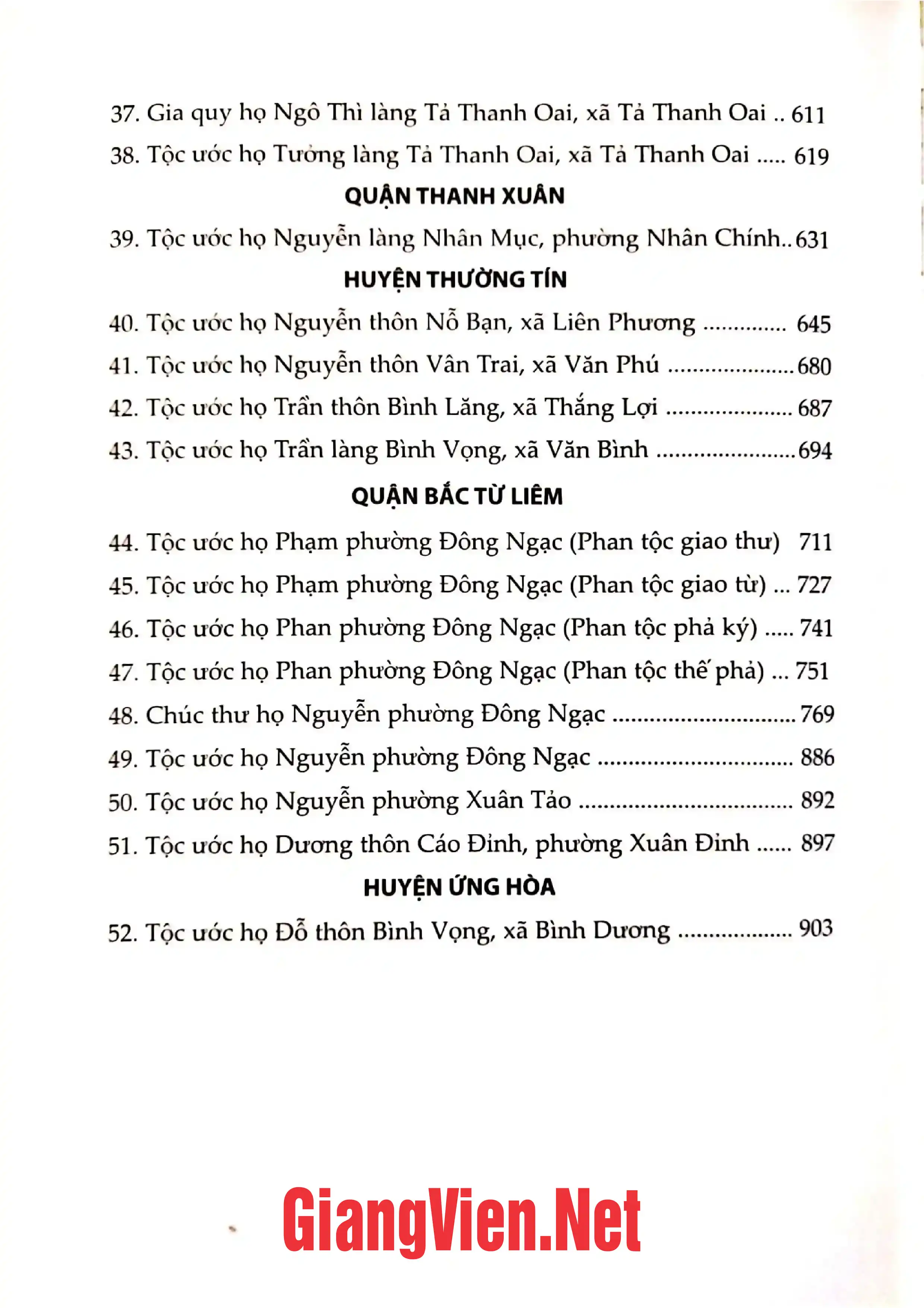 Mục lục chi tiết trang 3 sách Tư liệu văn hiến Thăng Long - Hà Nội, tuyển tập tộc ước, Gia Quy