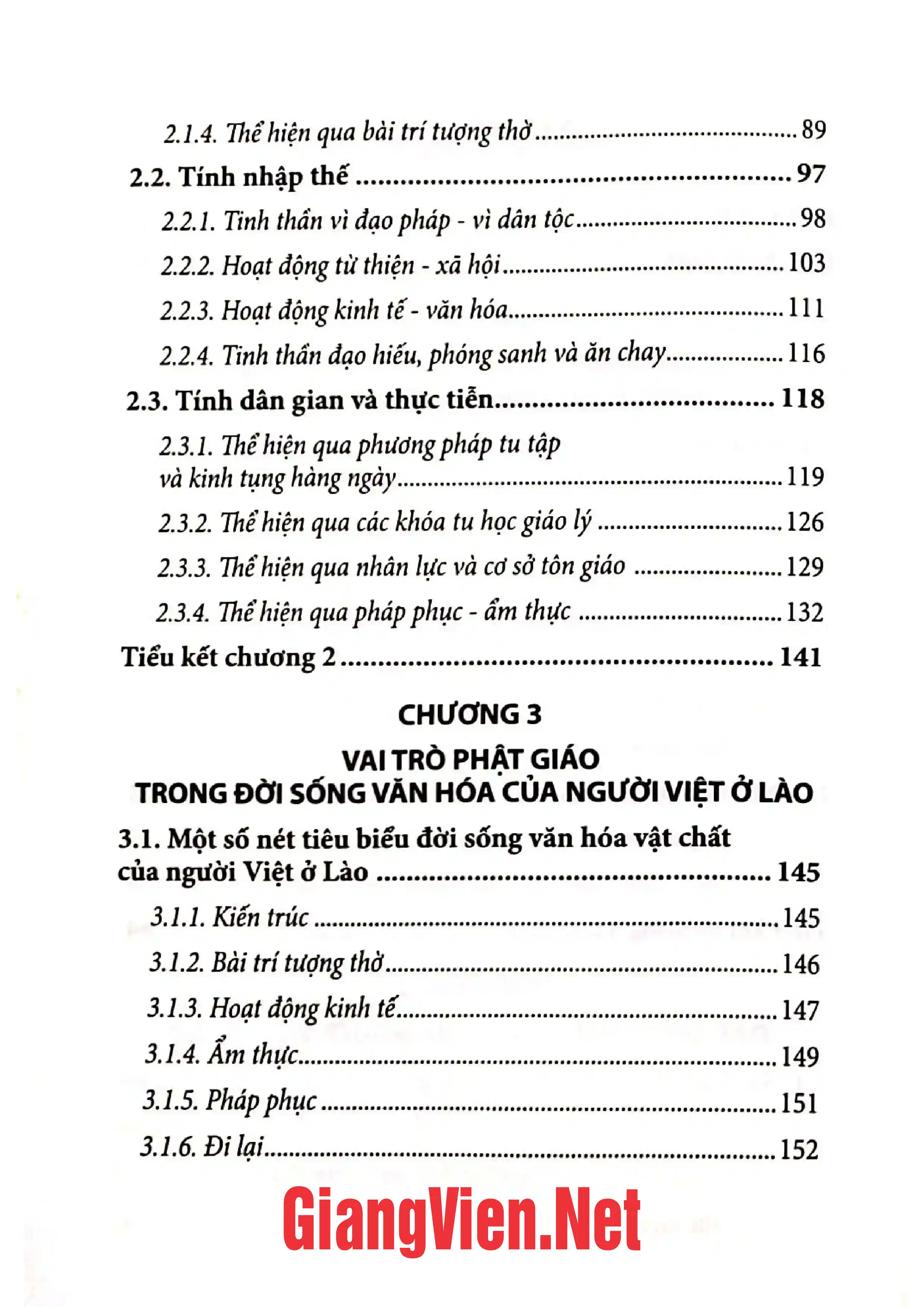 Mục lục chi tiết trang 1 sách Văn hóa Phật giáo trong đời sống của người Việt ở Lào