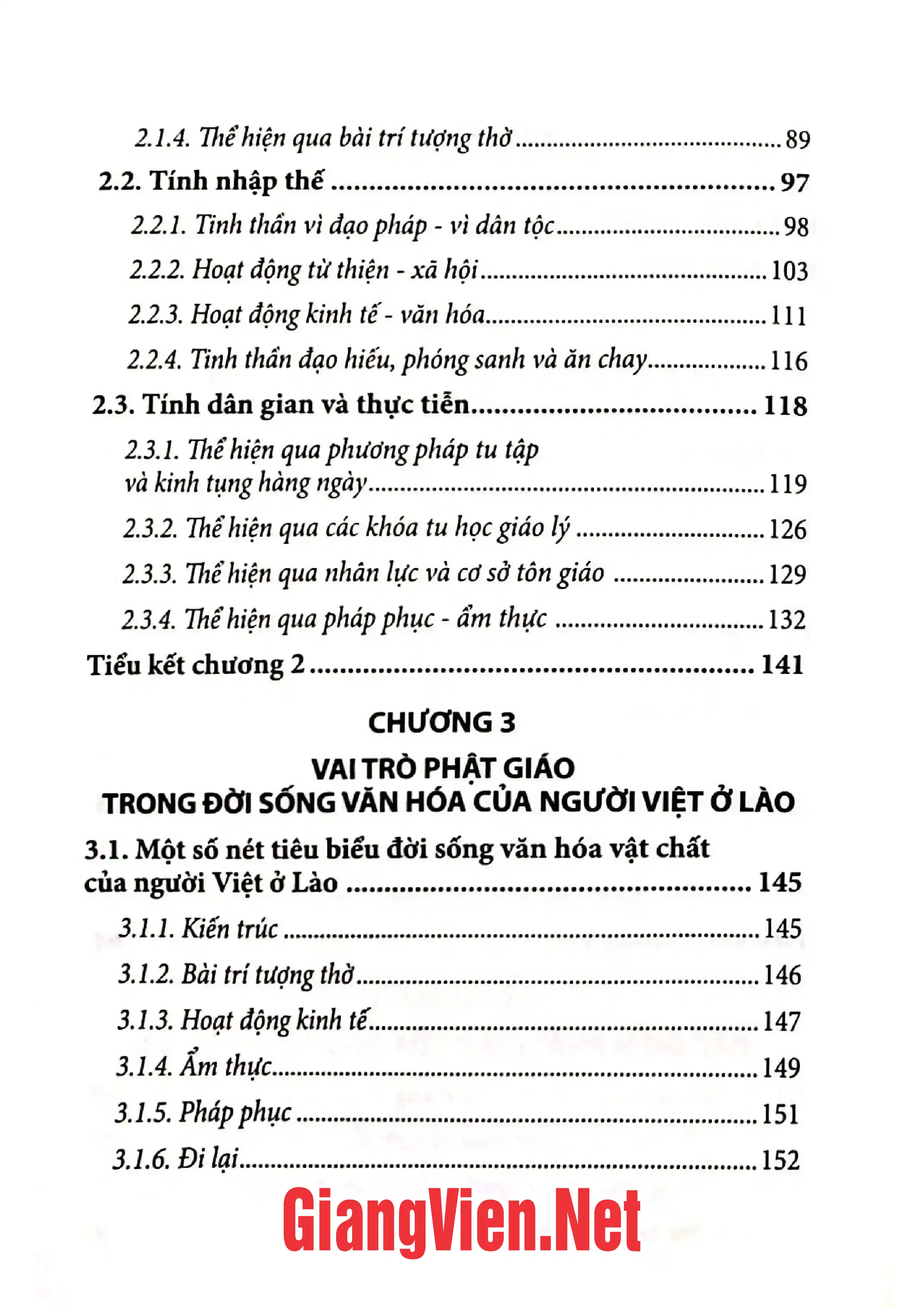Mục lục chi tiết trang 3 sách Văn hóa Phật giáo trong đời sống của người Việt ở Lào