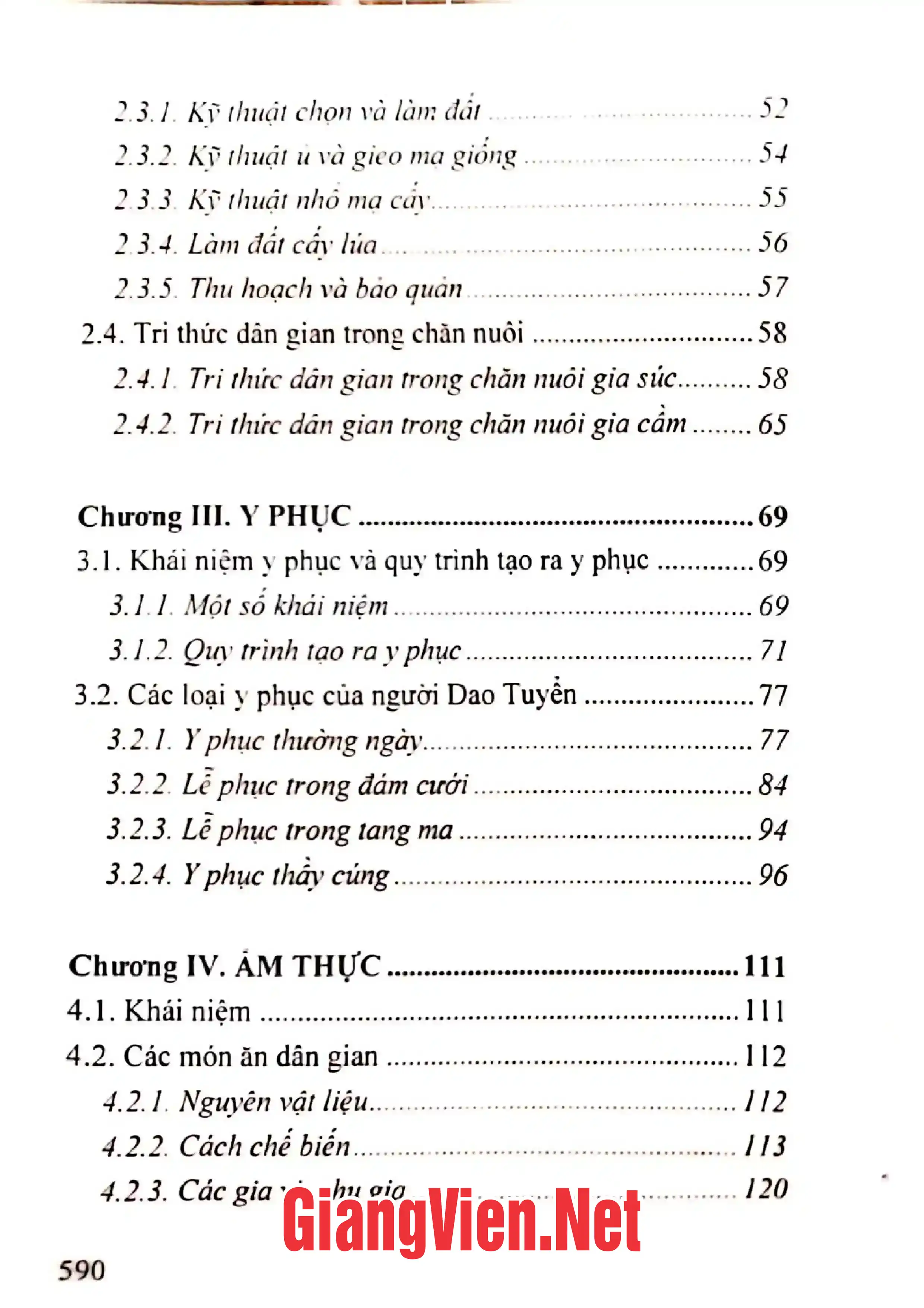 Mục lục chi tiết trang 1 sách Văn hóa dân gian người Dao Tuyển