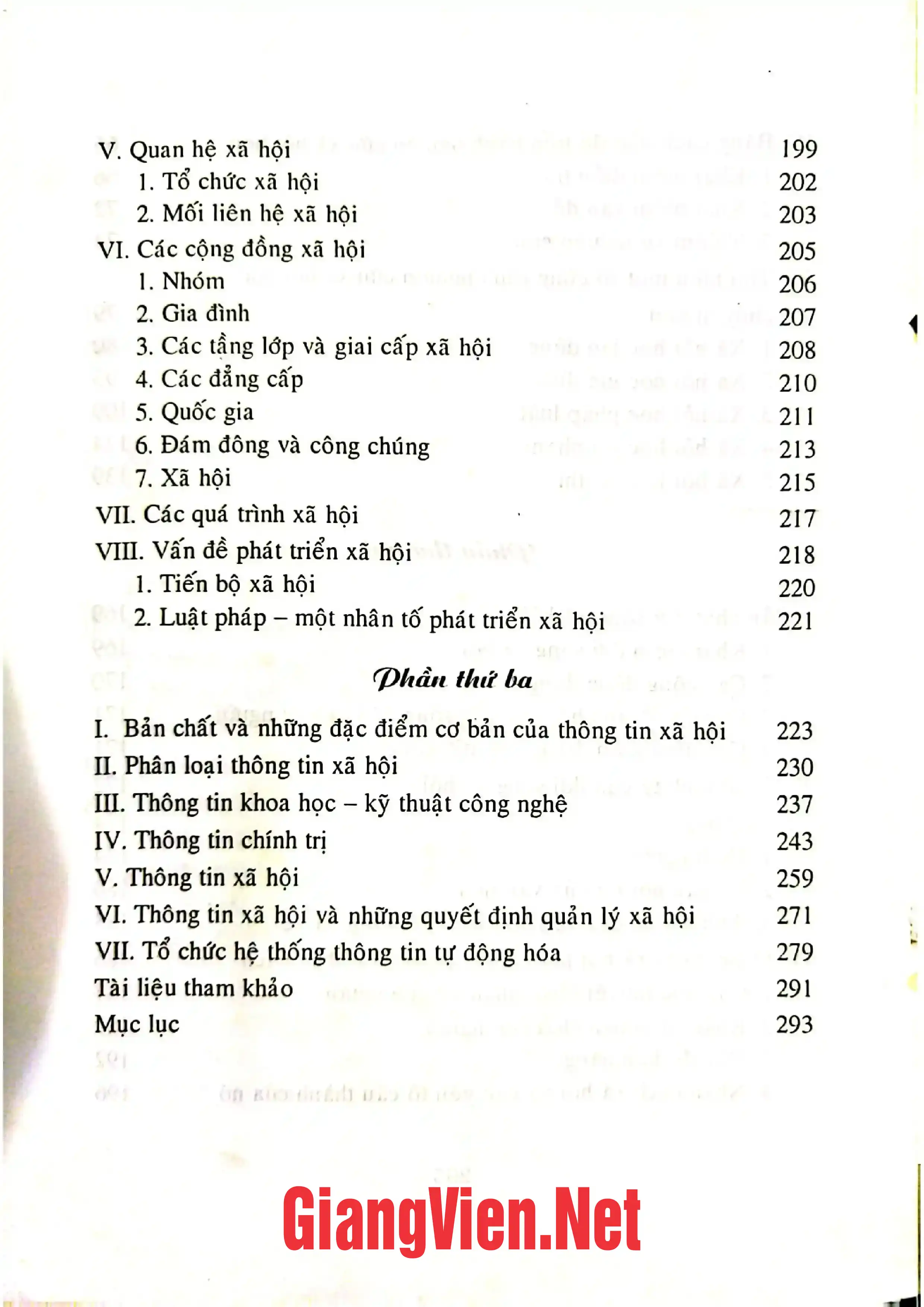 Mục lục chi tiết trang 2 sách Những khái niệm cơ bản của xã hội học