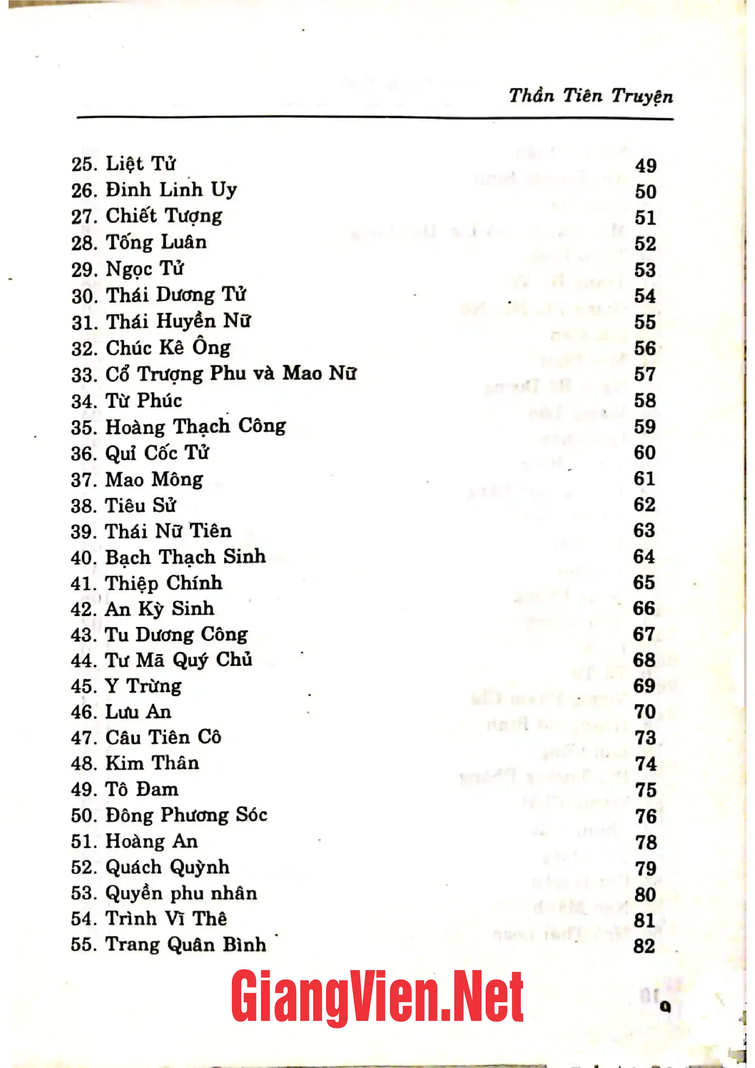 Mục lục chi tiết trang 1 sách Thần tiên truyện - Thiên phương dạ đàm, Truyện thần tiên của Trung Quốc