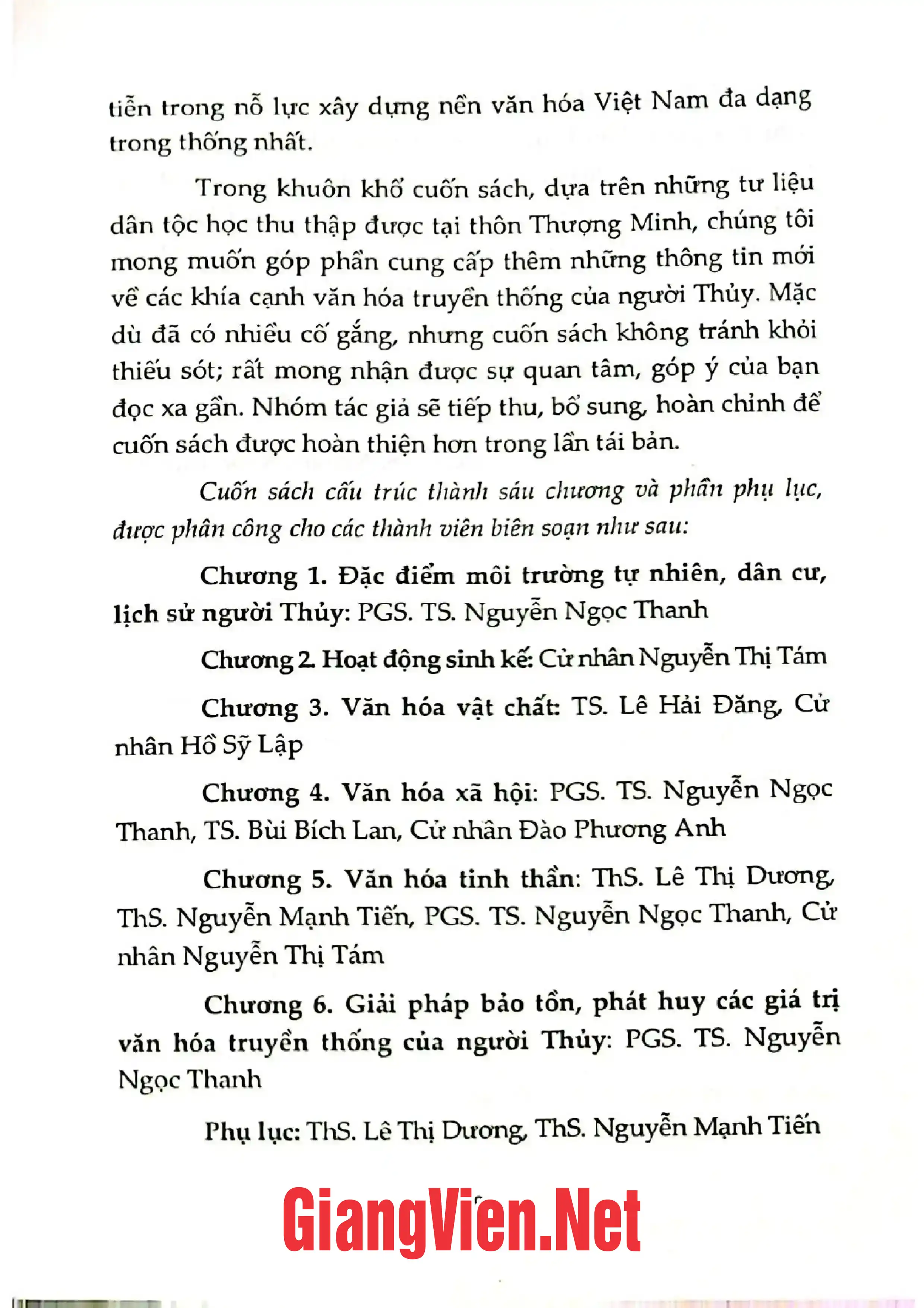 Nội dung trang phụ bản giới thiệu sách Văn hóa truyền thống người Thủy ở Tuyên Quang