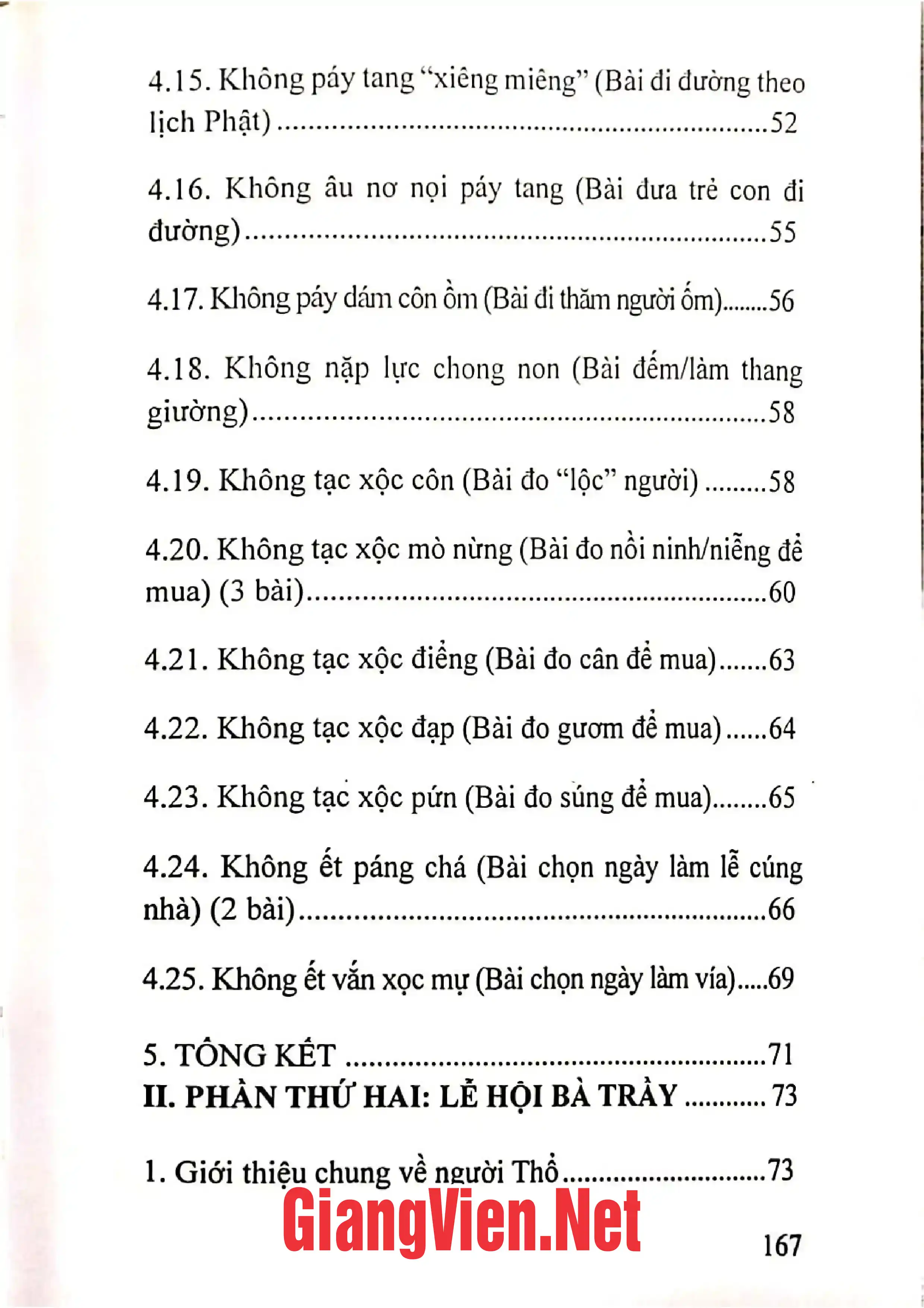 Mục lục chi tiết trang 2 sách Lịch Thái ứng dụng và lễ hội Bà Trầy