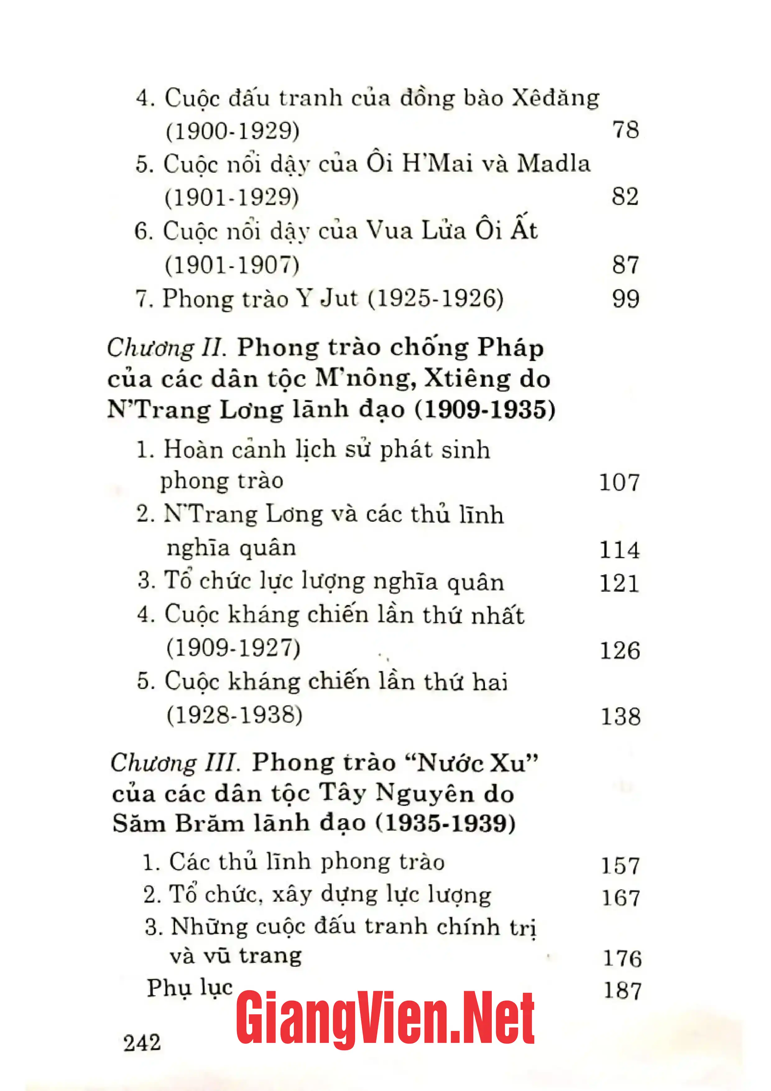 Mục lục chi tiết trang 1 sách Tây Nguyên sử lược: từ thời nguyên thủy đến năm 1945