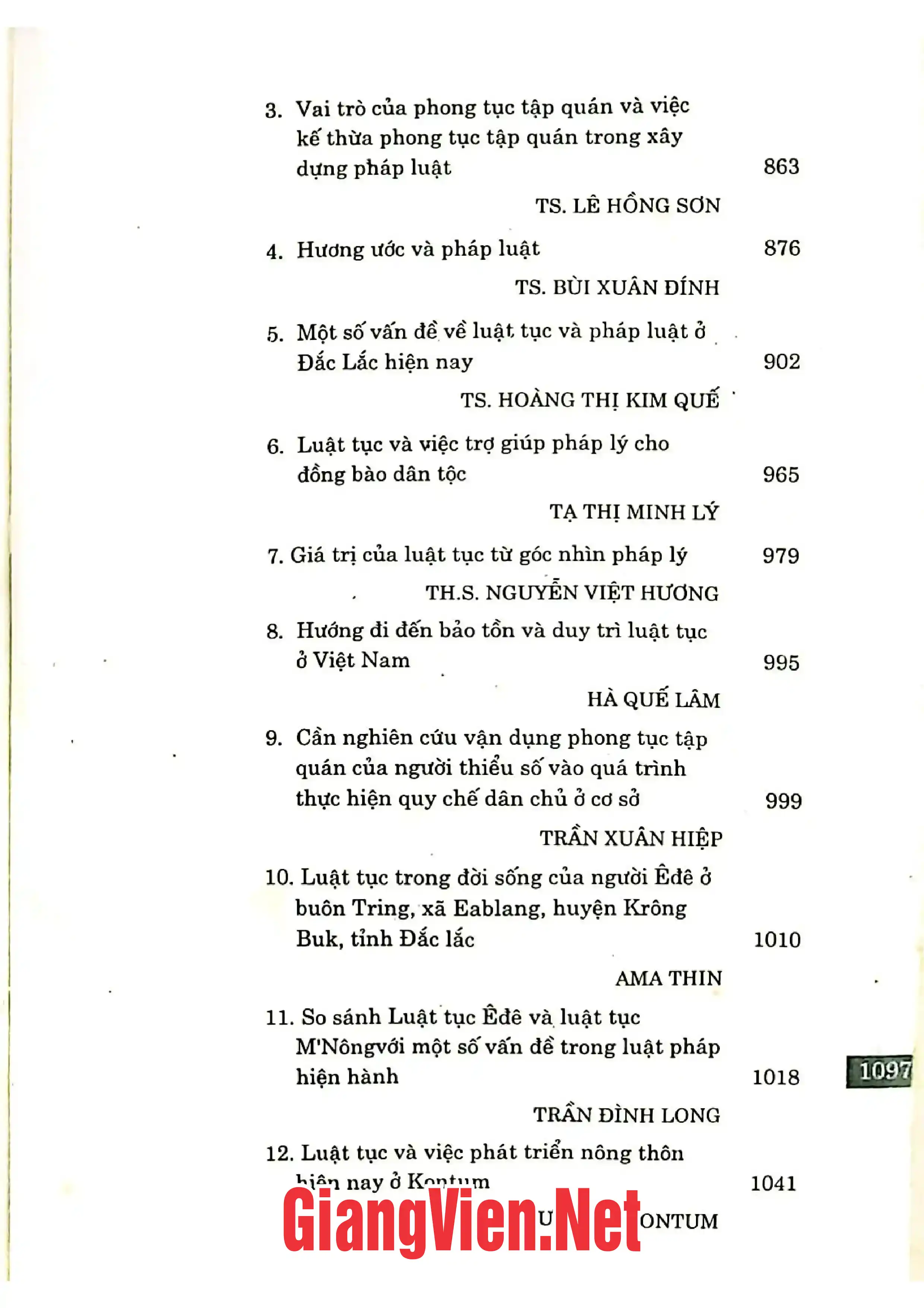 Nội dung mục lục và hình ảnh sách Luật tục và phát triển nông thôn hiện nay ở Việt Nam - Trang 5