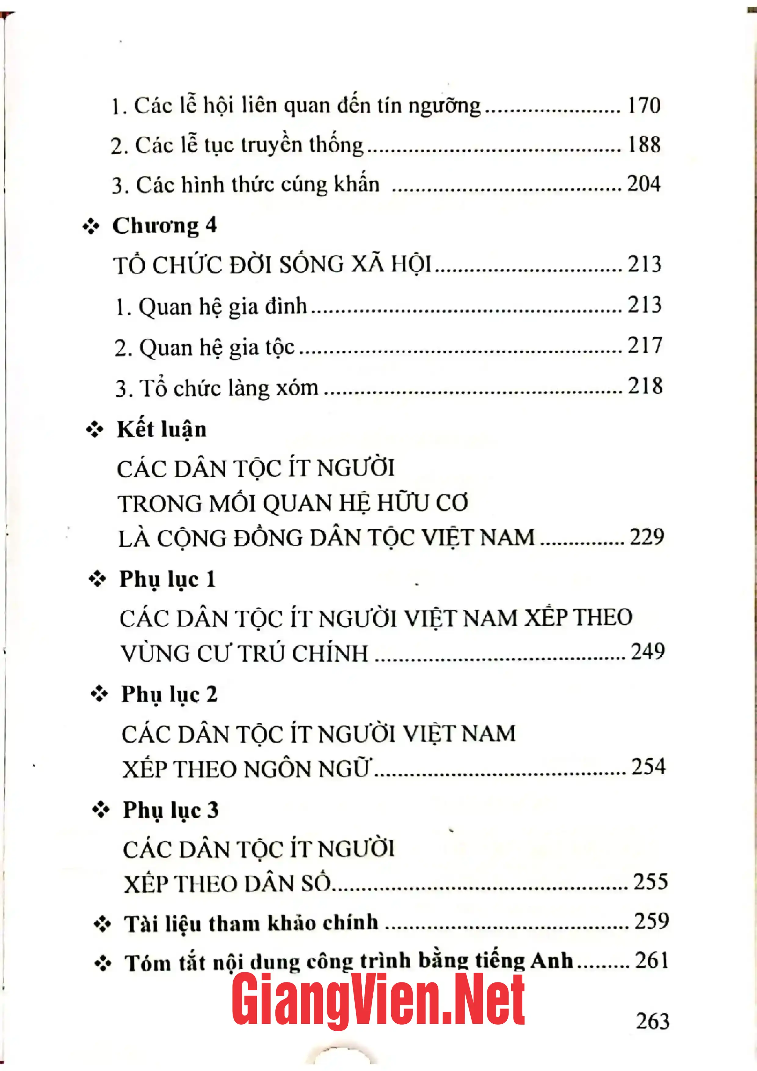 Mục lục chi tiết trang 1 sách Văn hóa các dân tộc ít người ở Việt Nam