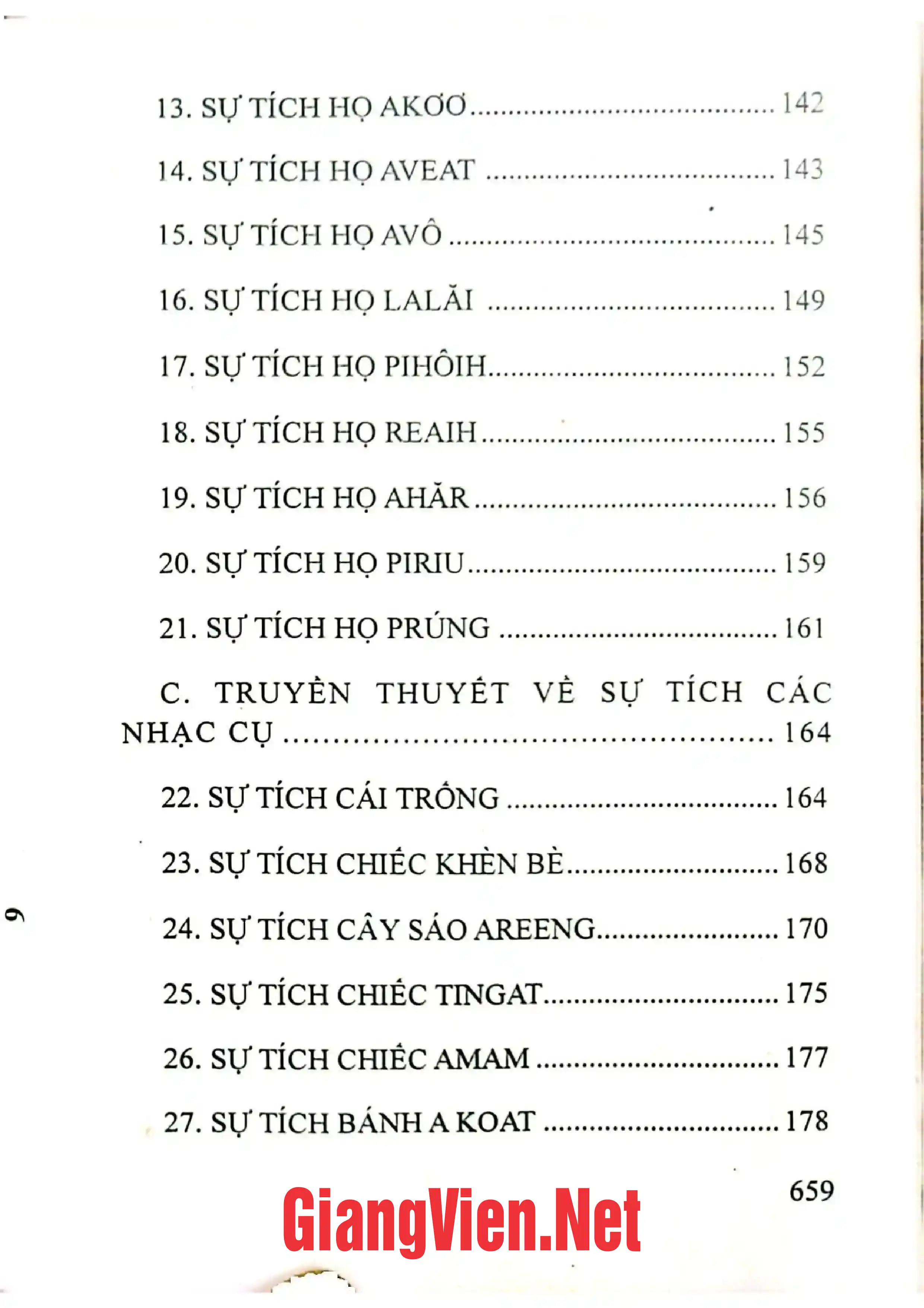 Mục lục chi tiết trang 2 sách Văn hóa dân gian các dân tộc ít người ở Thừa Thiên Huế song ngữ Việt - Ta ôi, Việt - Cơ Tu Quyển 1