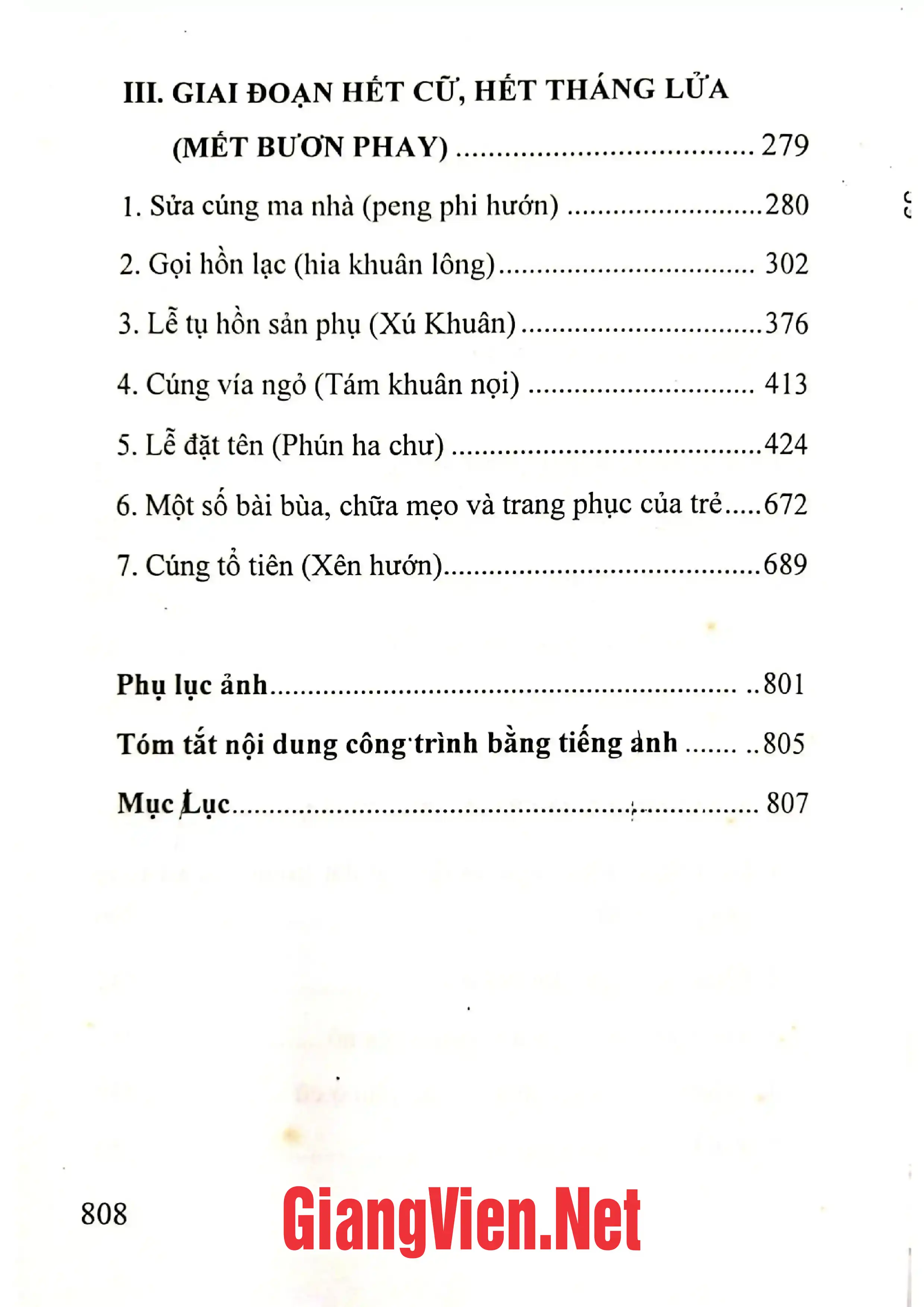 Mục lục chi tiết trang 1 sách Tục lệ sinh đẻ của người phụ nữ Thái