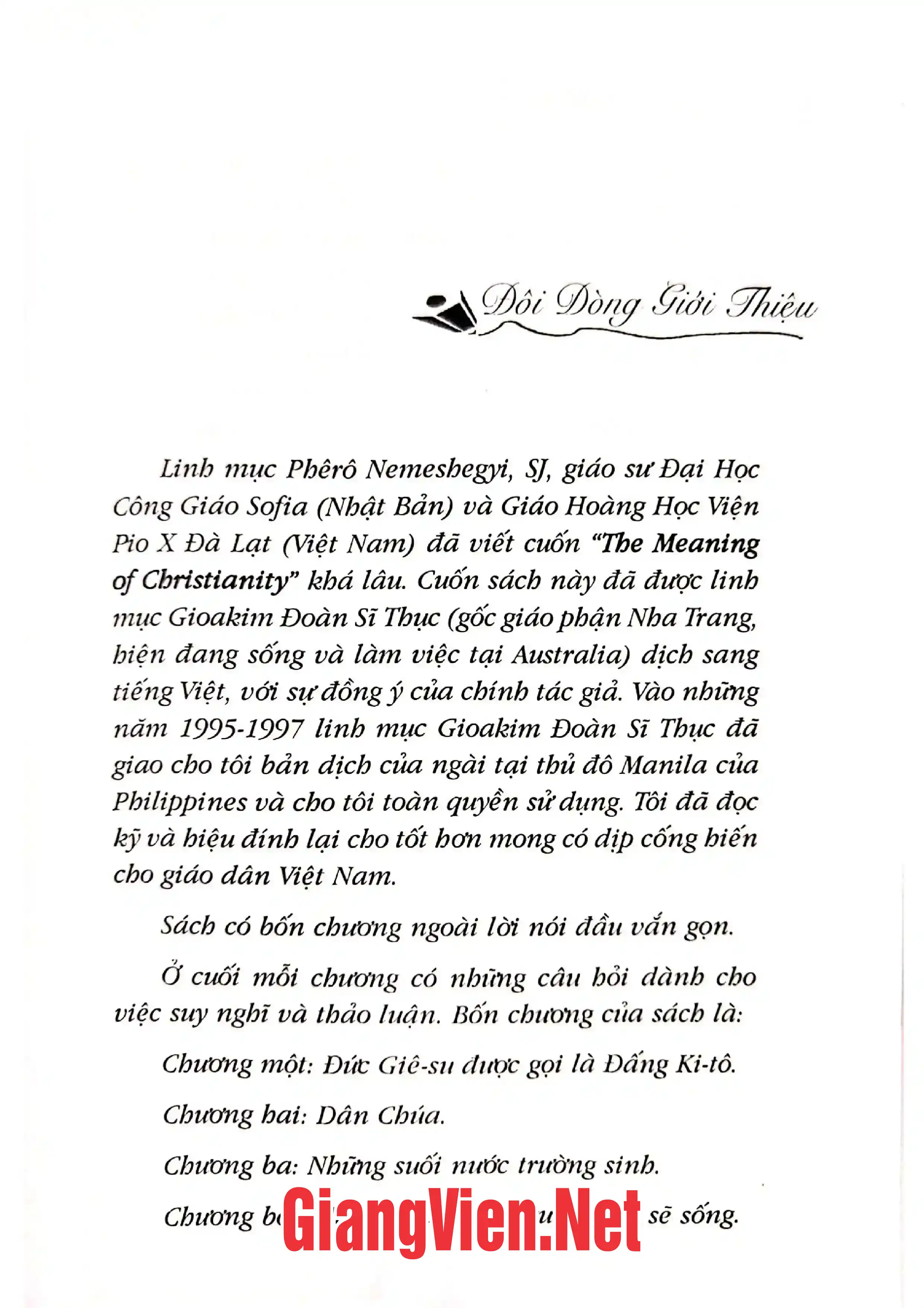 Mục lục chi tiết trang 3 sách Ý nghĩa của Kitô giáo