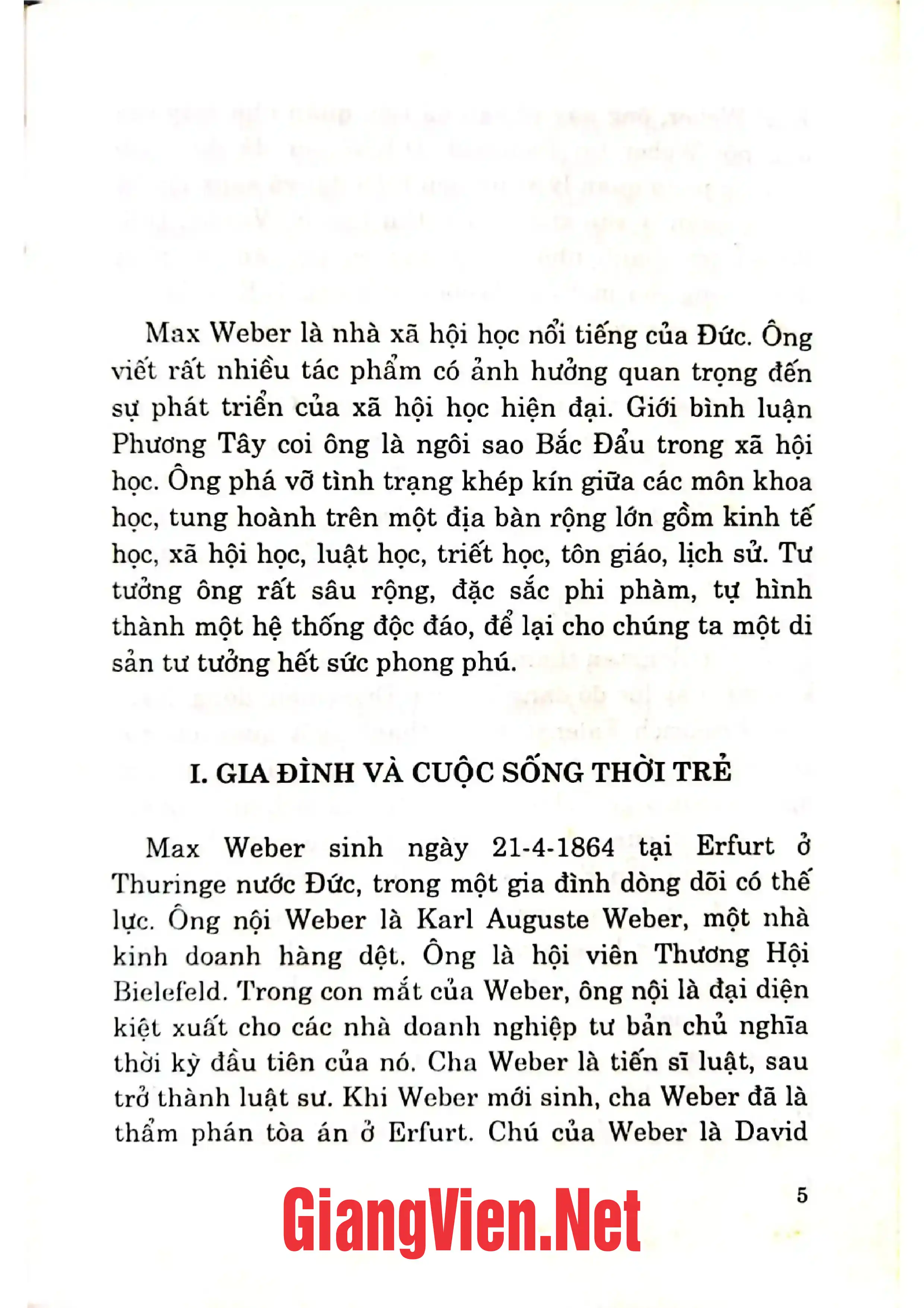 Mục lục chi tiết trang 1 sách Max Weber