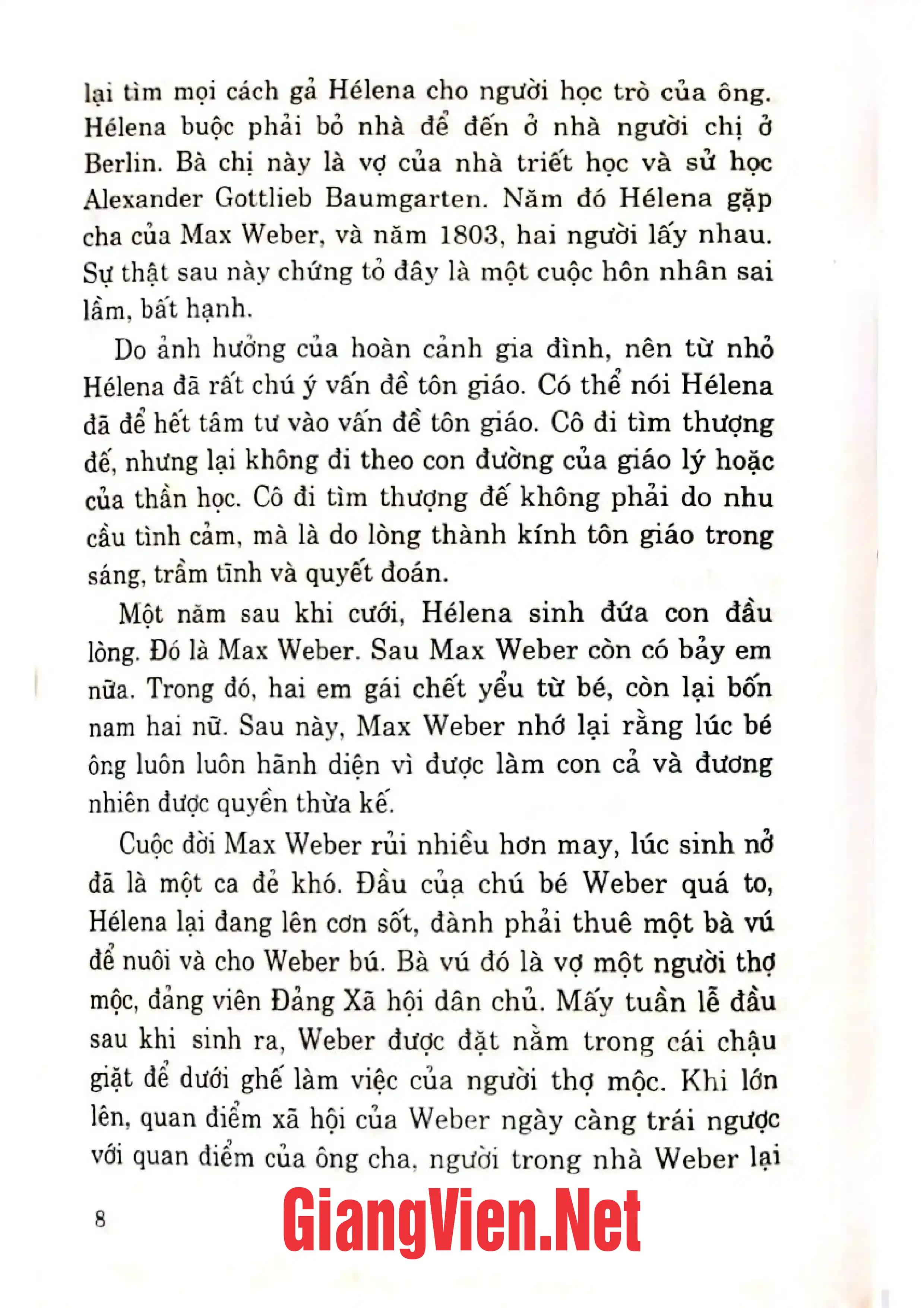 Nội dung trang phụ bản giới thiệu sách Max Weber