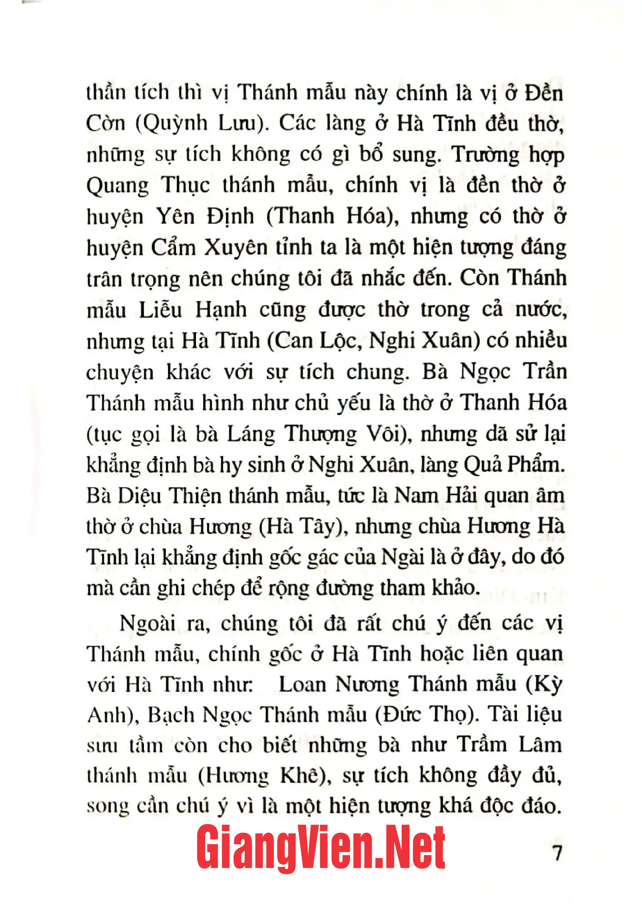 Ảnh minh họa nội dung cuốn sách: Tám vị thánh mẫu ở Hà Tĩnh
