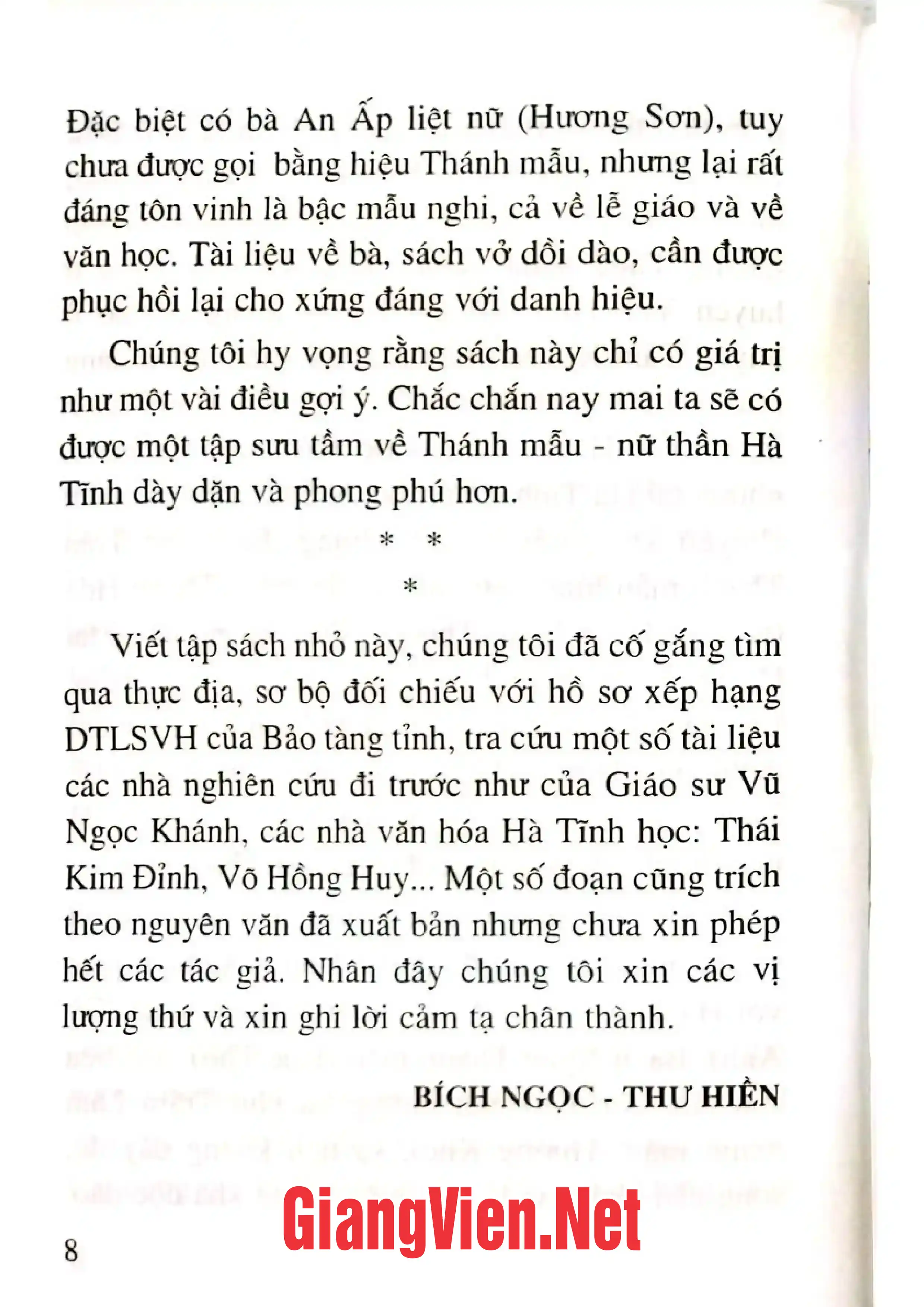 Ảnh minh họa nội dung cuốn sách: Tám vị thánh mẫu ở Hà Tĩnh
