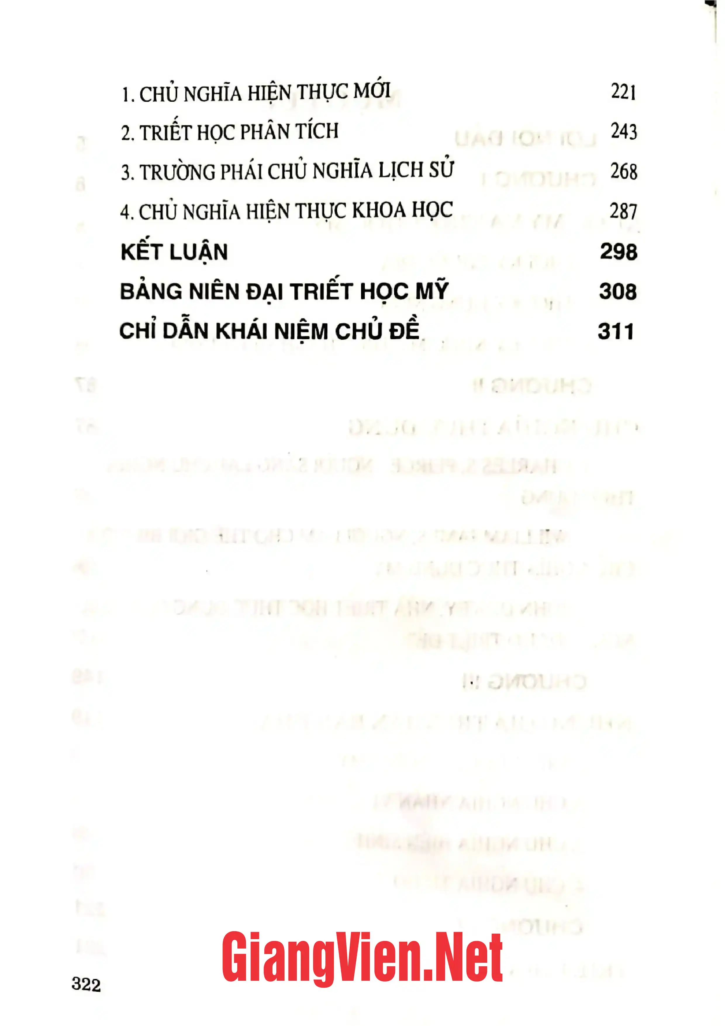 Mục lục chi tiết trang 1 sách Triết học Mỹ