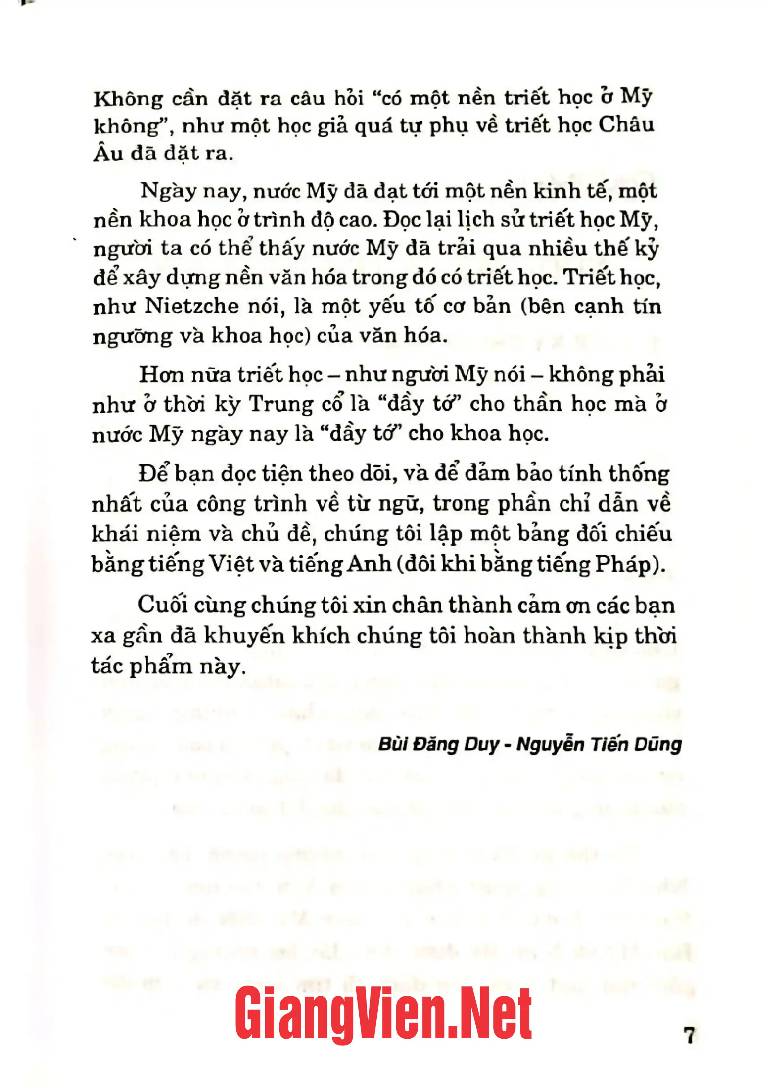 Nội dung trang phụ bản giới thiệu sách Triết học Mỹ