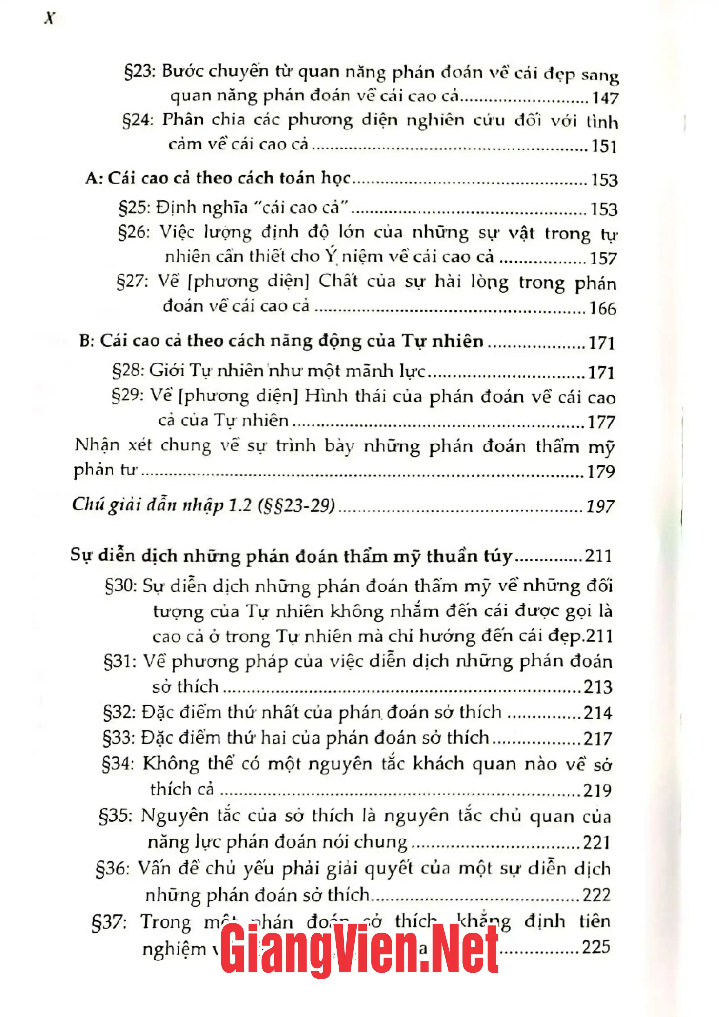 Mục lục chi tiết trang 3 sách Phê phán năng lực phán đoán, Mỹ học và Mục đích học