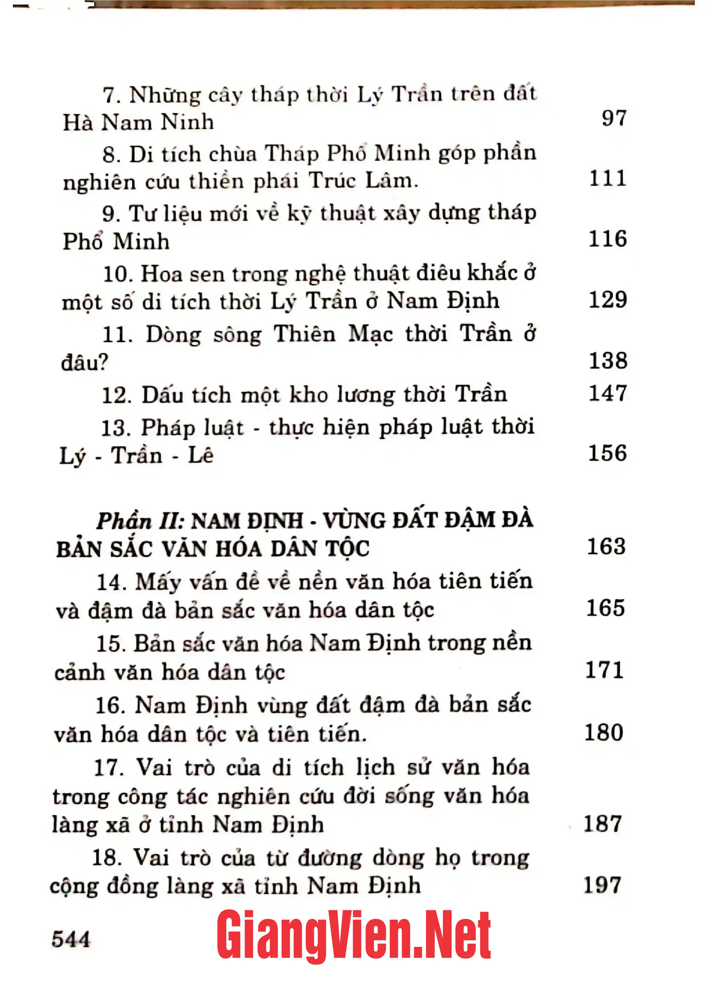 Mục lục chi tiết trang 1 sách Nam Định đậm đà bản sắc văn hóa dân tộc