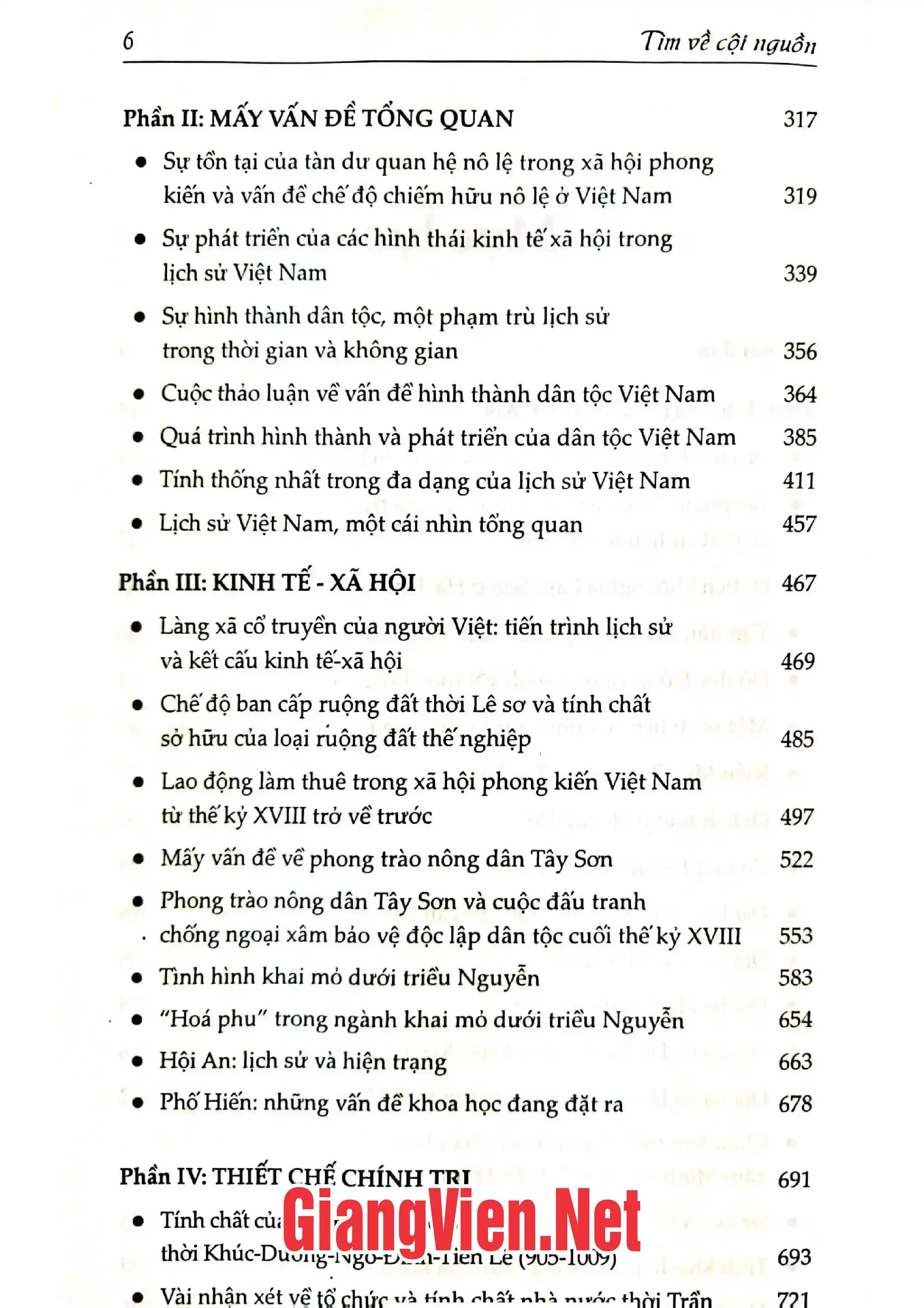 Mục lục chi tiết trang 1 sách Tìm về cội nguồn
