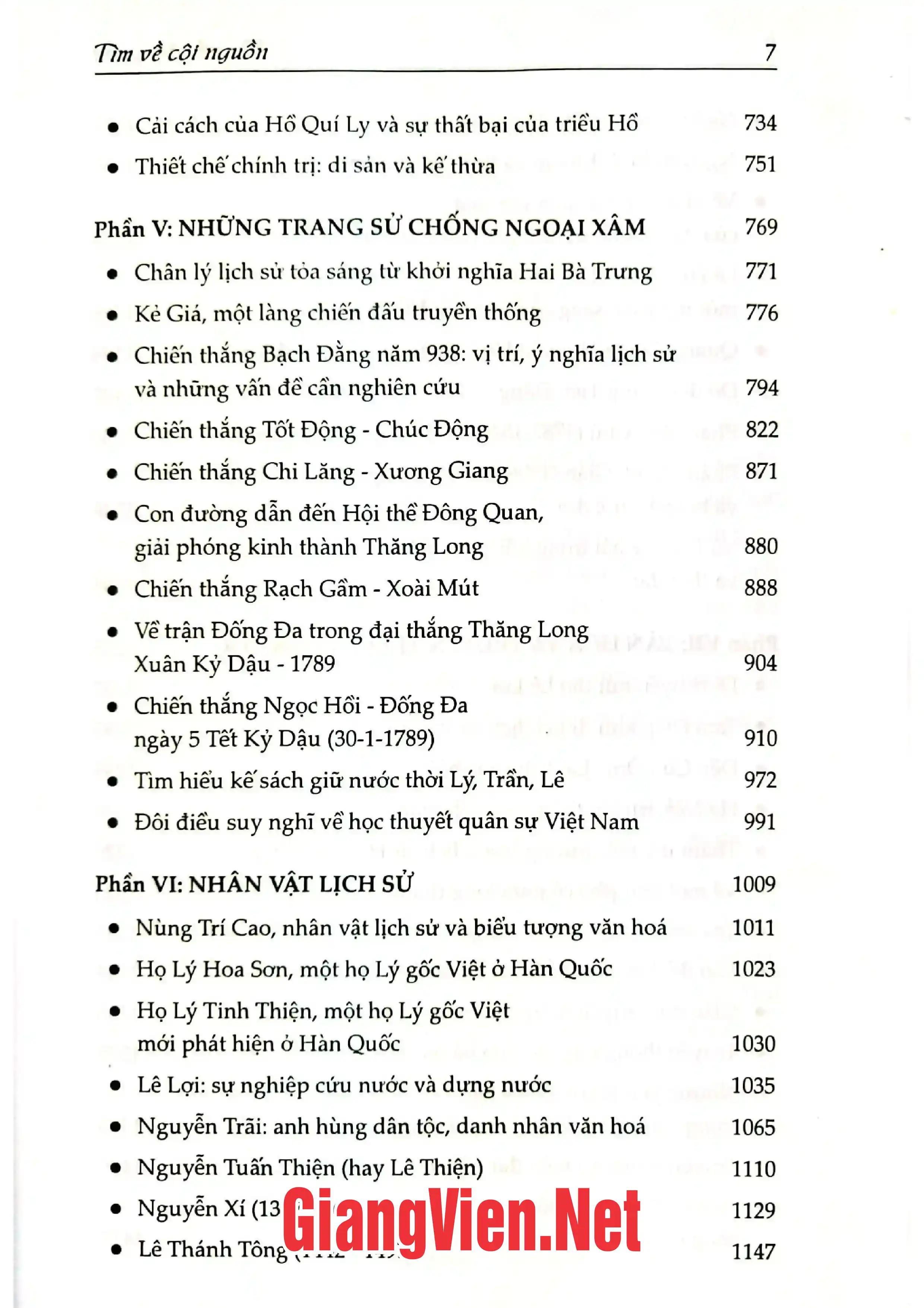Mục lục chi tiết trang 2 sách Tìm về cội nguồn
