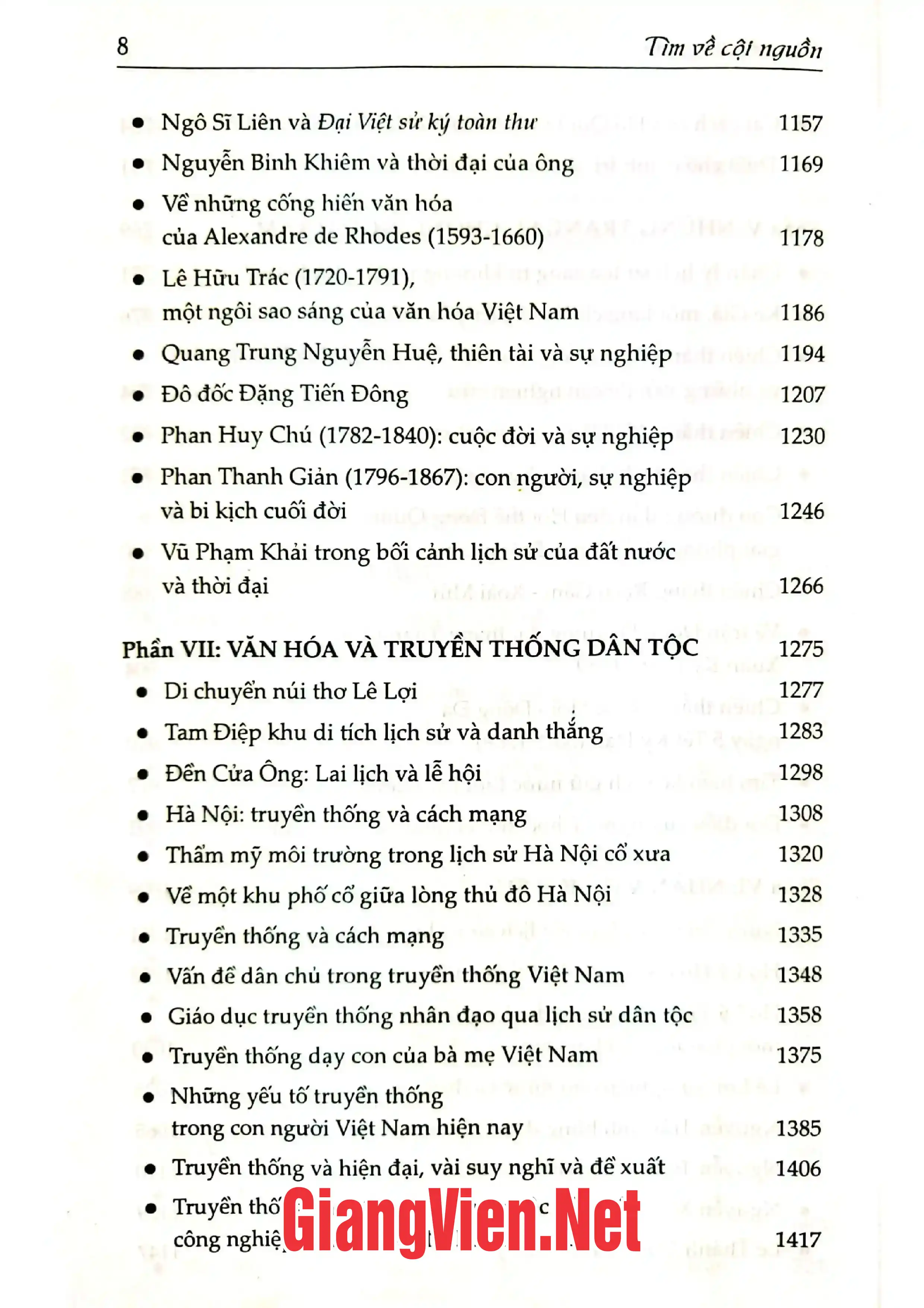 Mục lục chi tiết trang 3 sách Tìm về cội nguồn