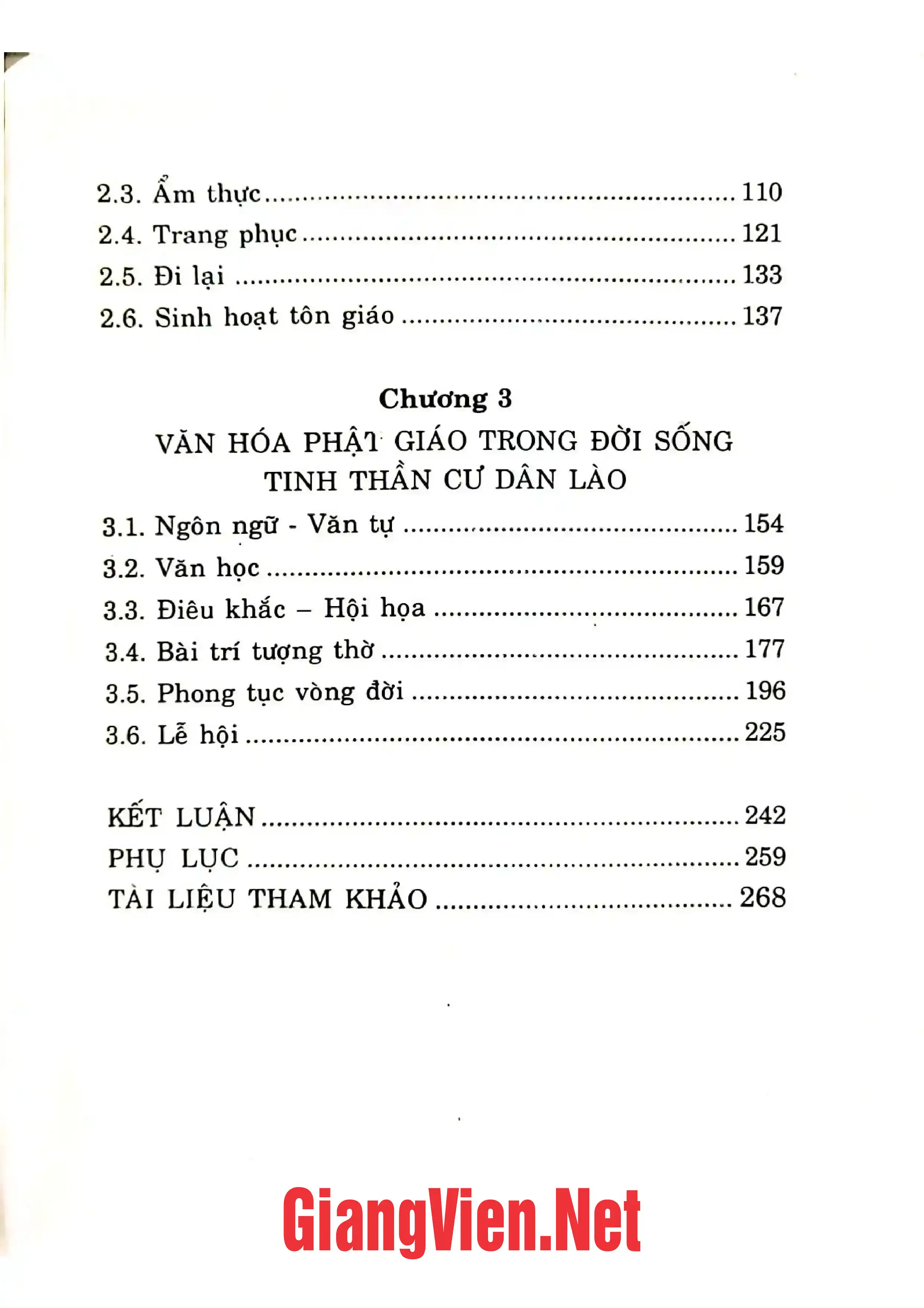 Mục lục chi tiết trang 1 sách Phật giáo Lào dưới góc nhìn văn hóa