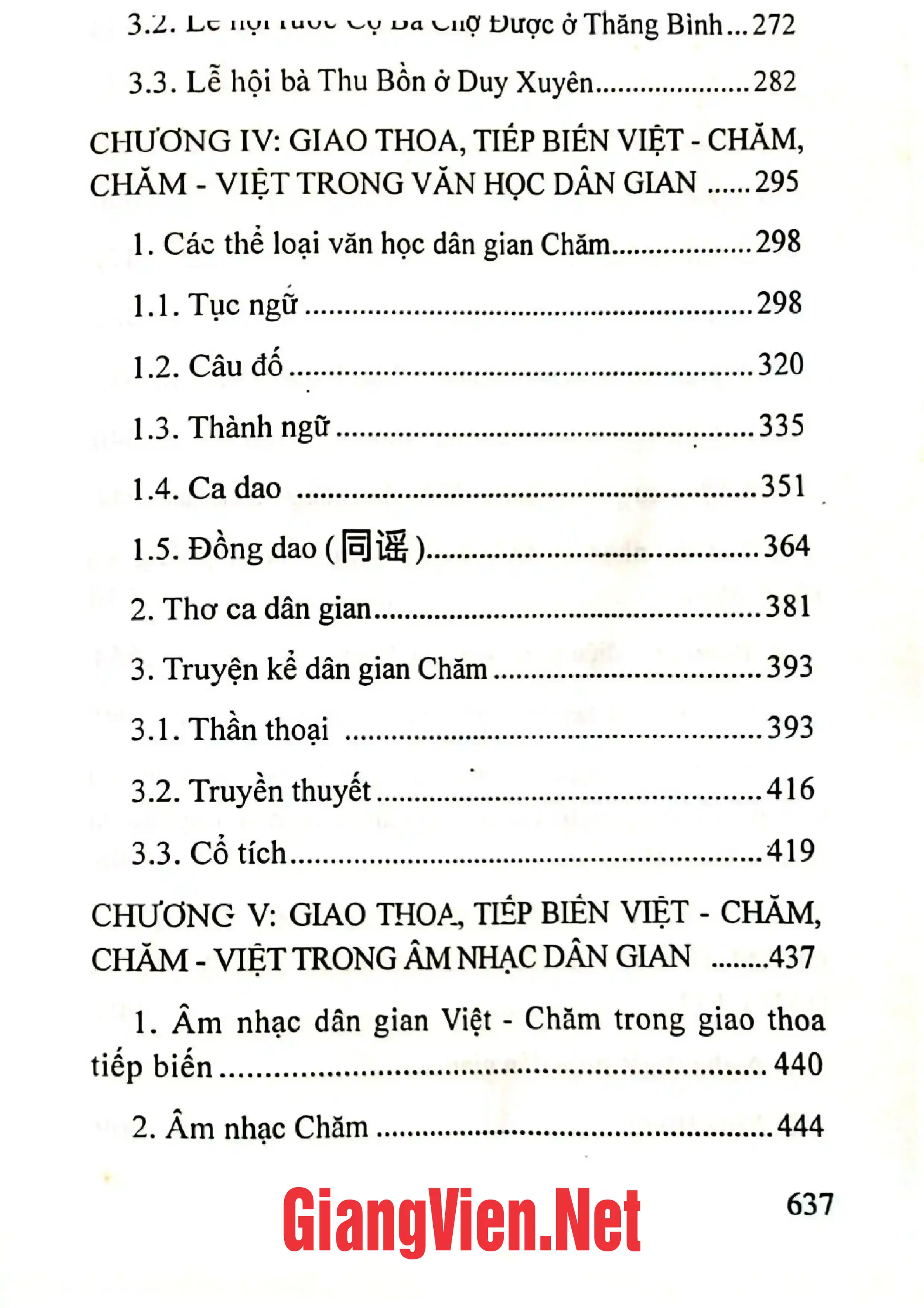 Mục lục chi tiết trang 2 sách Văn hóa dân gian Việt - Chăm nhìn trong mối quan hệ Qua cứ liệu văn hóa dân gian miền Trung Quyển 1
