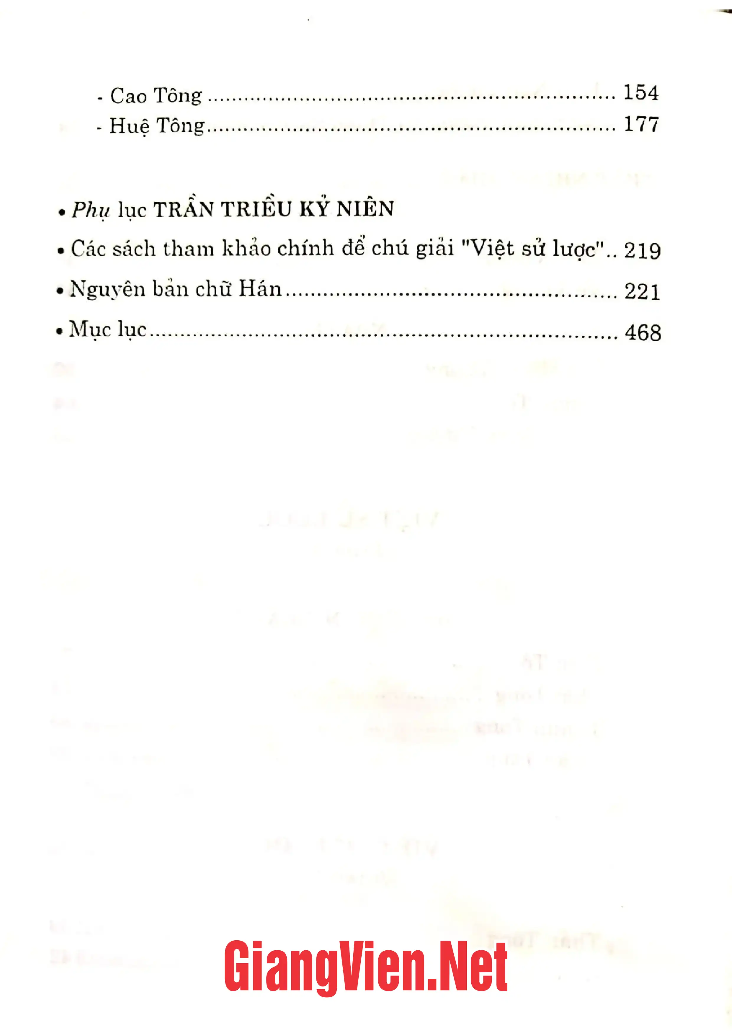 Mục lục chi tiết trang 2 sách Việt sử lược