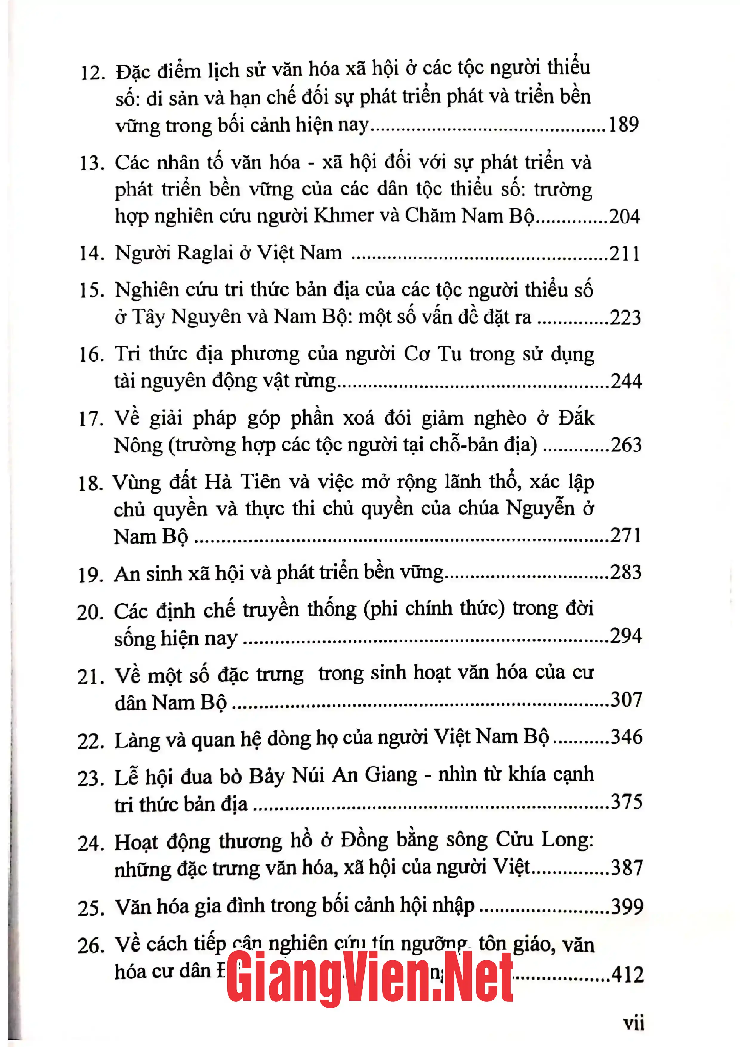 Mục lục chi tiết trang 1 sách Nghiên cứu tộc người và văn hóa tộc người