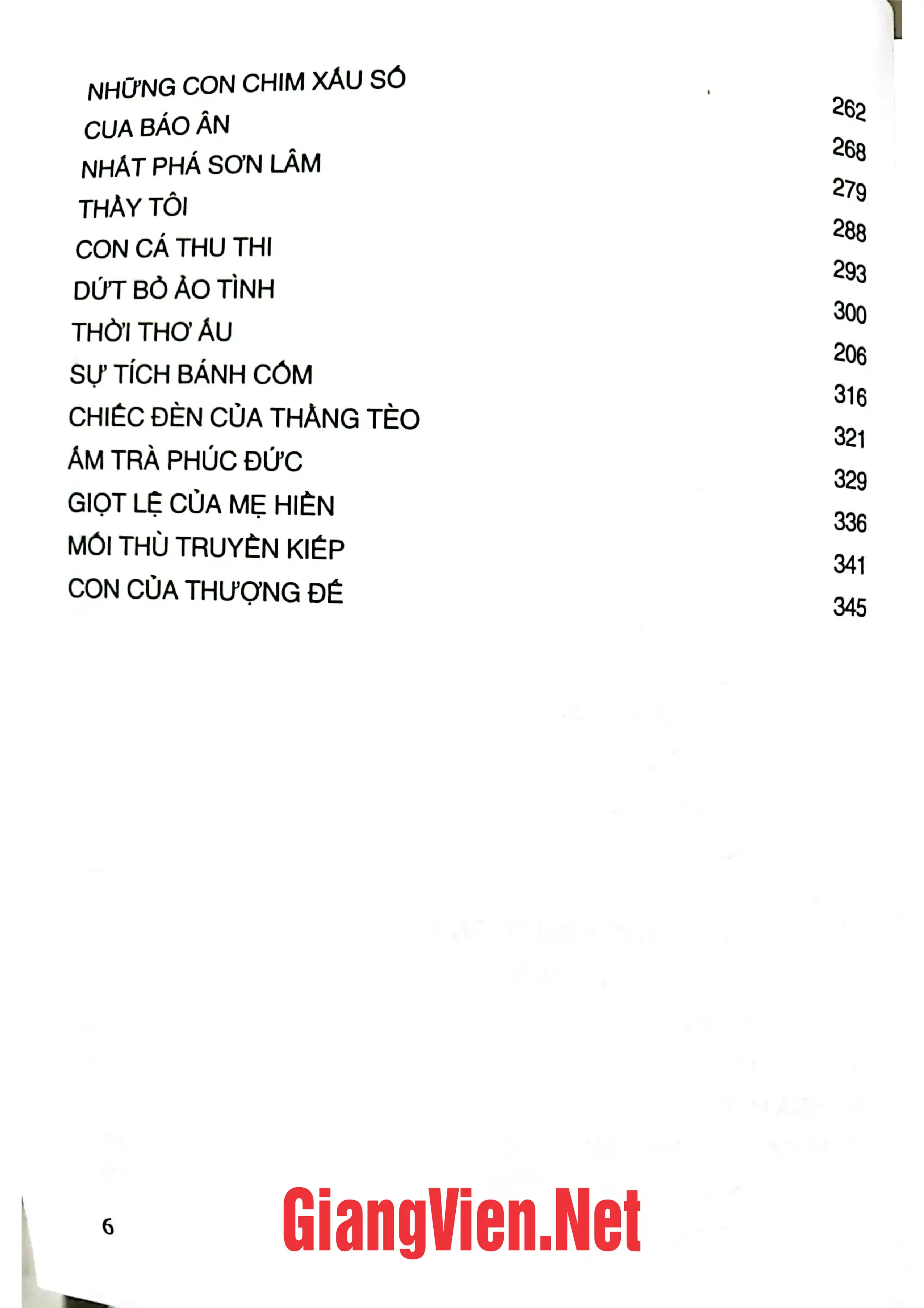 Mục lục chi tiết trang 1 sách Những câu chuyện Phật giáo