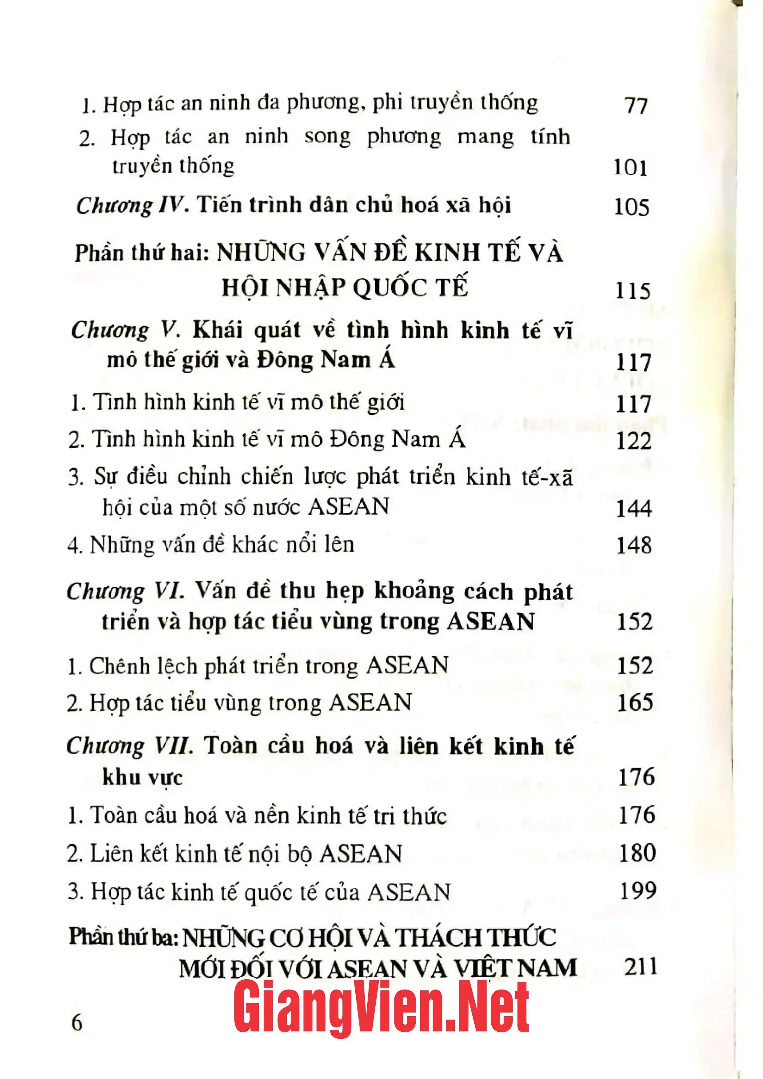 Mục lục chi tiết trang 1 sách Những vấn đề chính trị, kinh tế Đông Nam á thập niêm đầu thế kỷ XXI