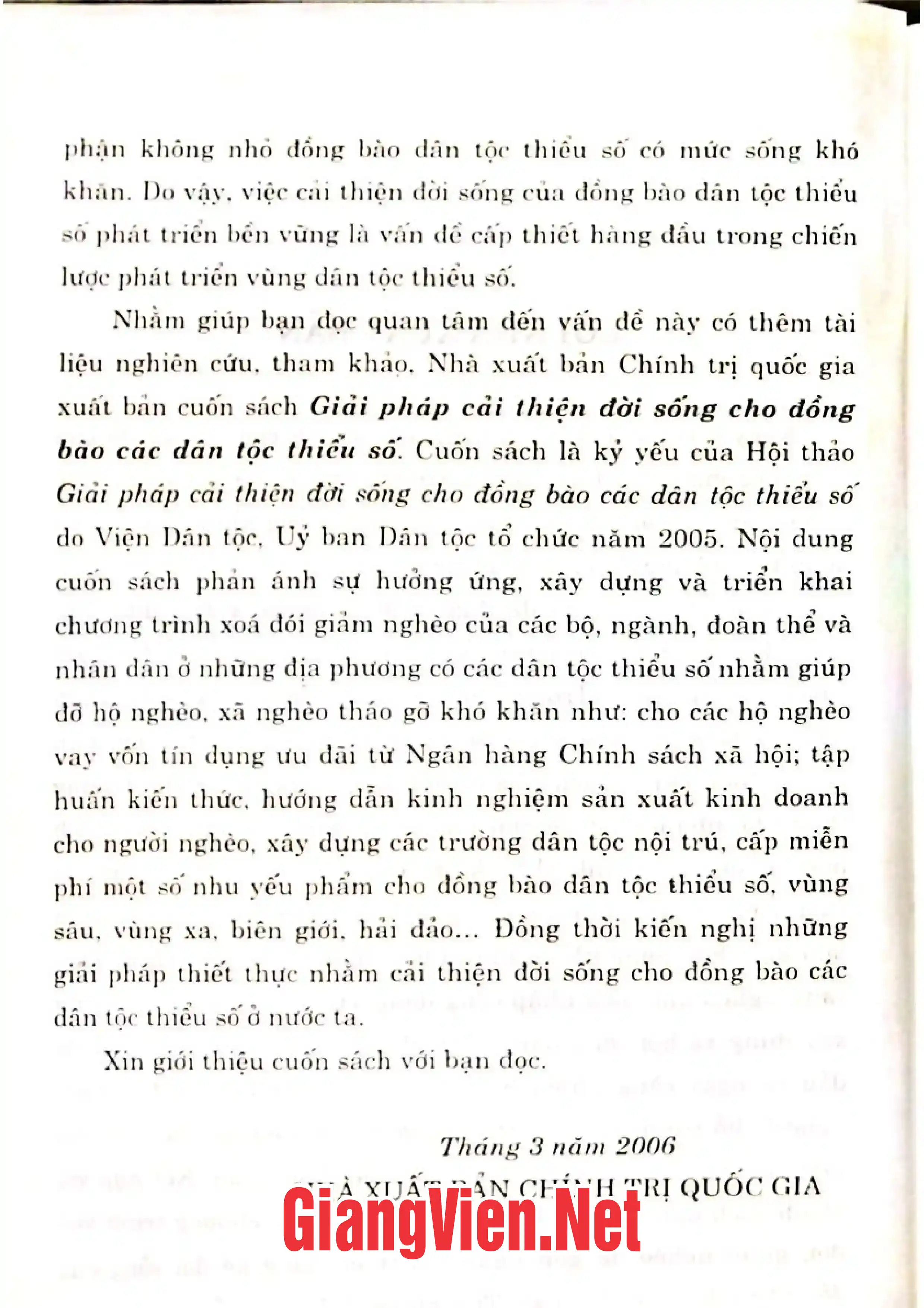 Mục lục chi tiết trang 3 sách Giải pháp cải thiện đời sống cho đồng bào các dân tộc thiểu số