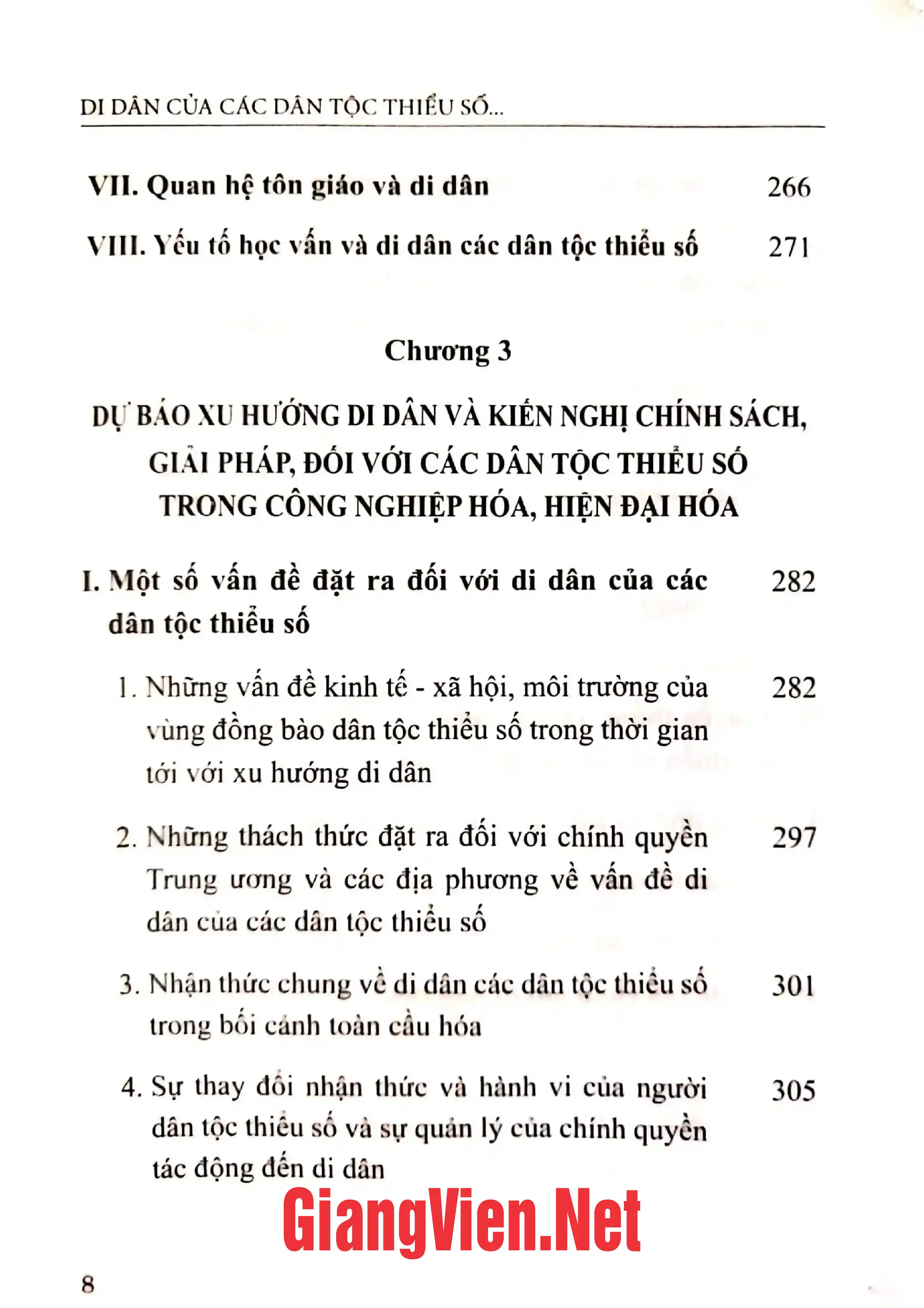 Mục lục chi tiết trang 3 sách Di dân của các dân tộc thiểu số những vấn đề đặt ra và giảiphaps