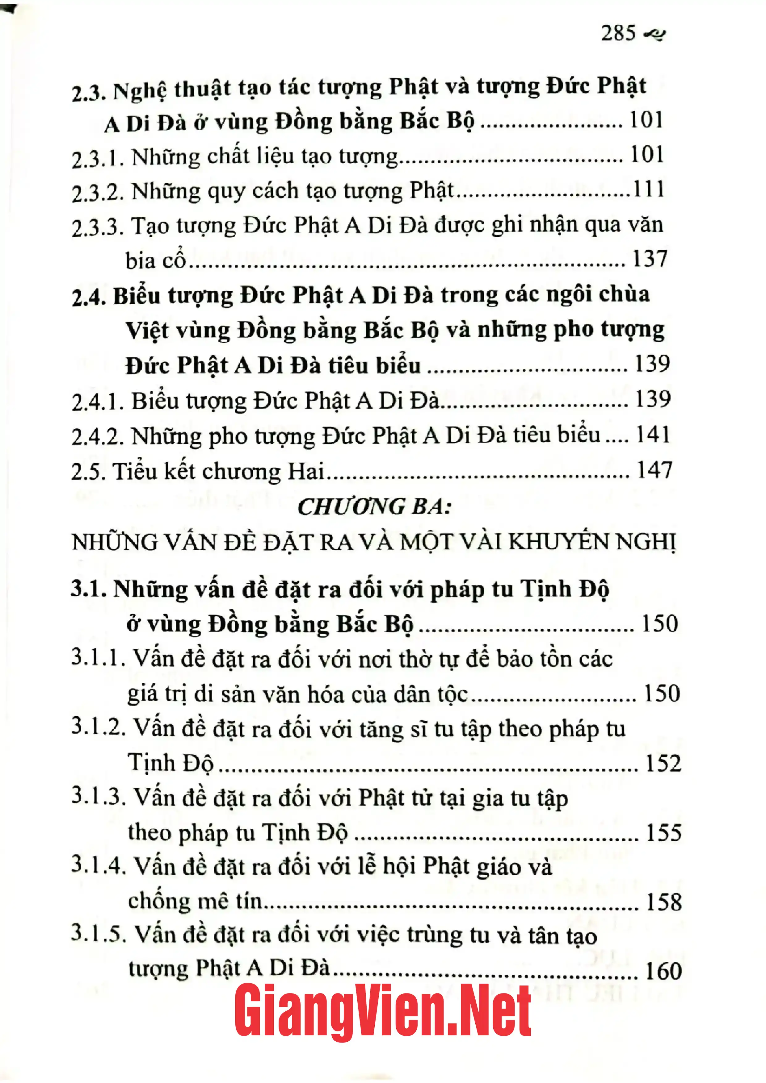Mục lục chi tiết trang 2 sách Pháp tu tịnh độ và tượng Phật A Di Dà trong các ngôi Chùa Việt ở vùng đồng bằng Bắc Bộ