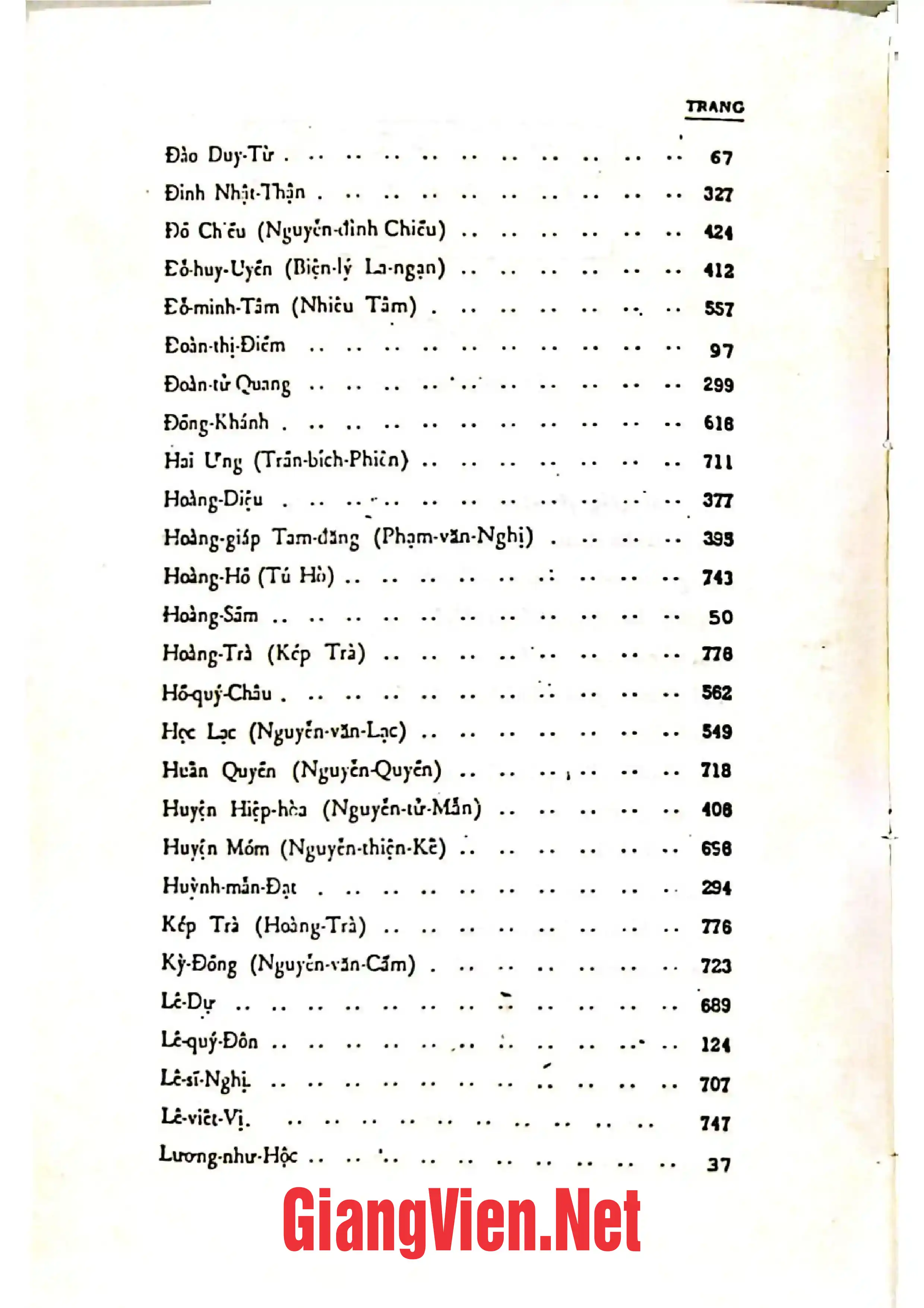 Mục lục chi tiết trang 1 sách Giai thoại Làng Nho, Toàn tập